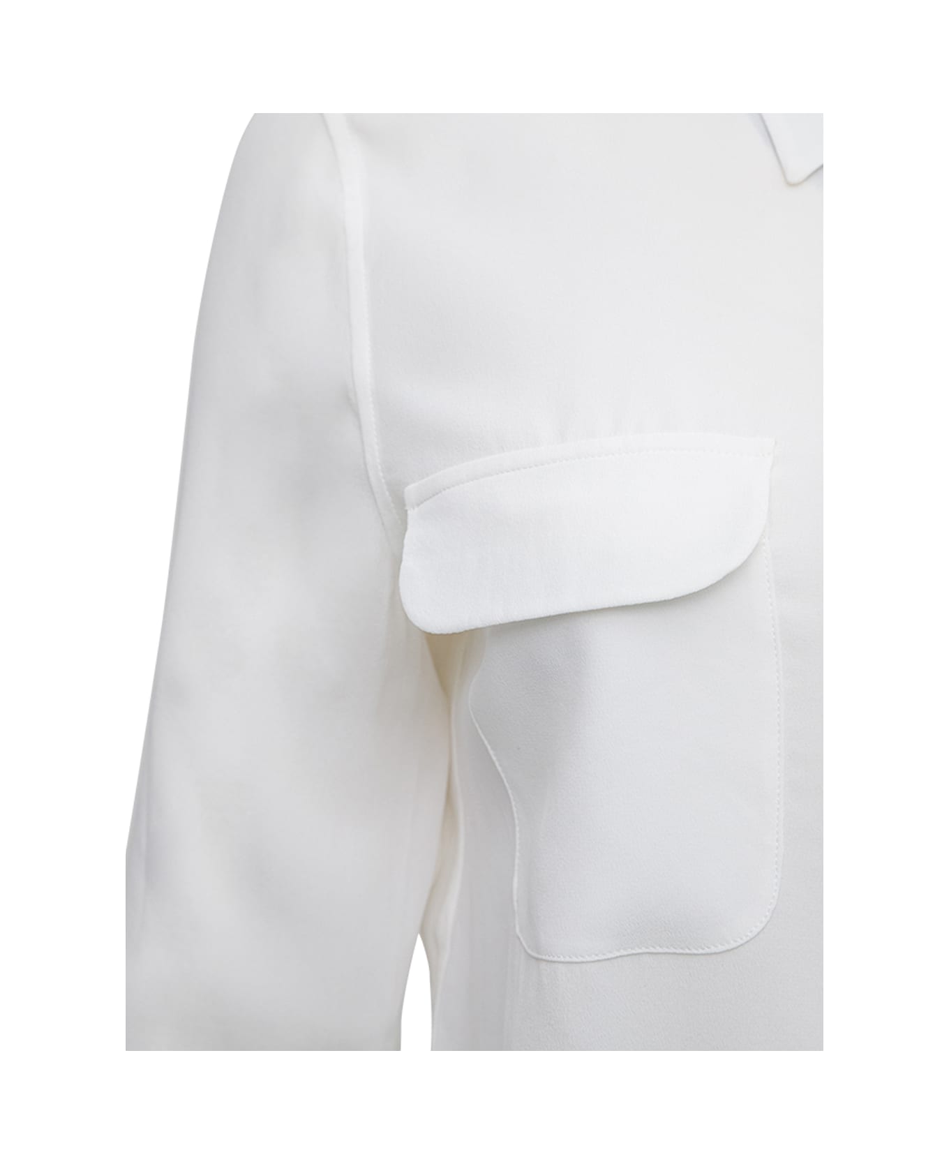 Equipment White Silk Shirt With Pockets - White