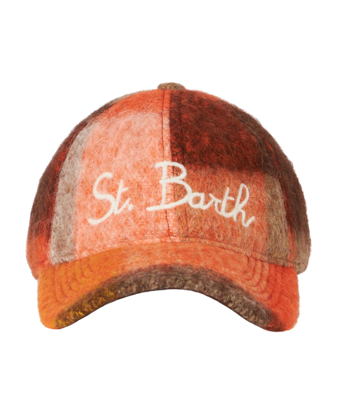 MC2 Saint Barth Woman Baseball Cap With Orange Check Embroidery 帽子