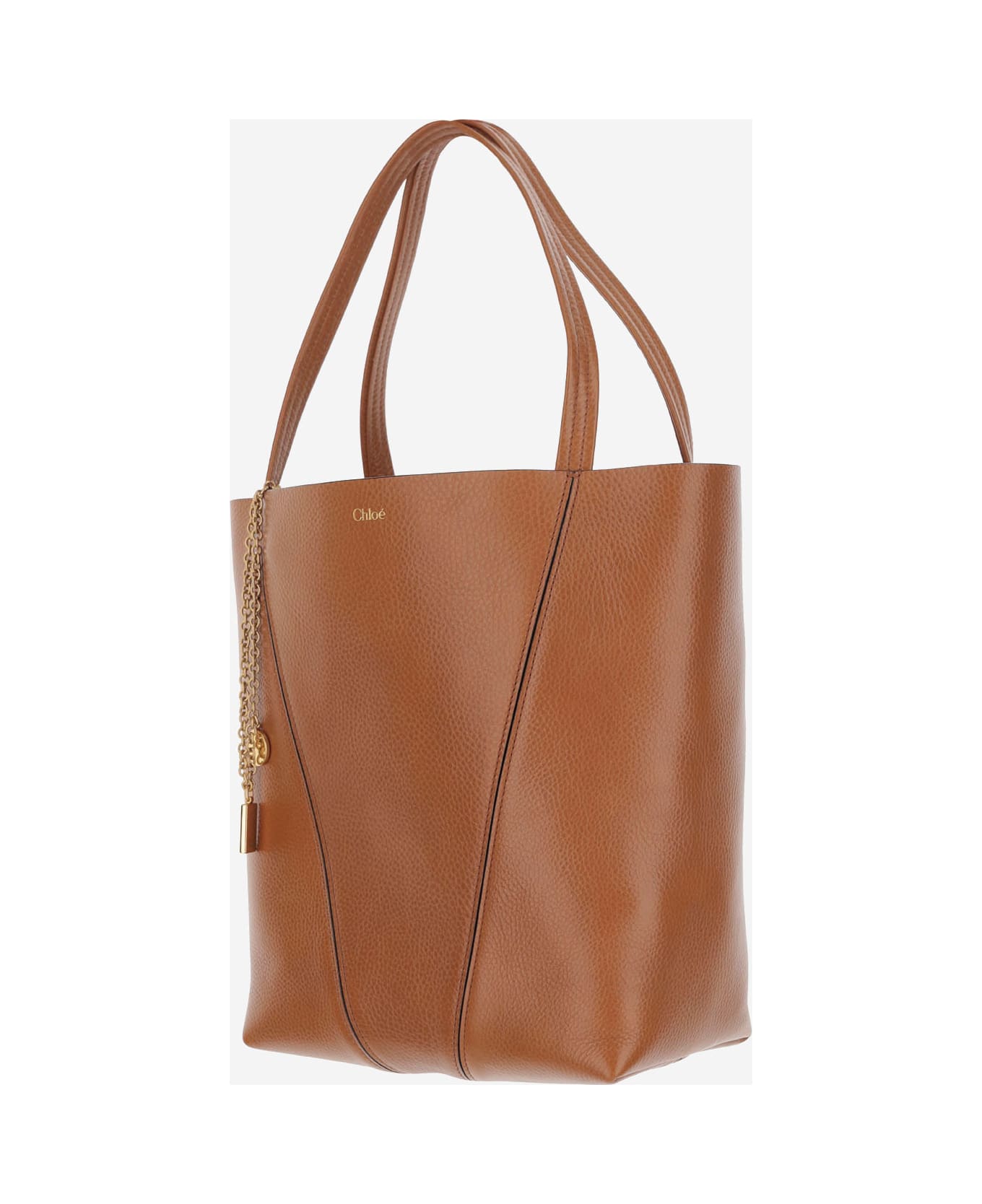 Chloé Spin Tote Bag In Maroon Leather - Brown