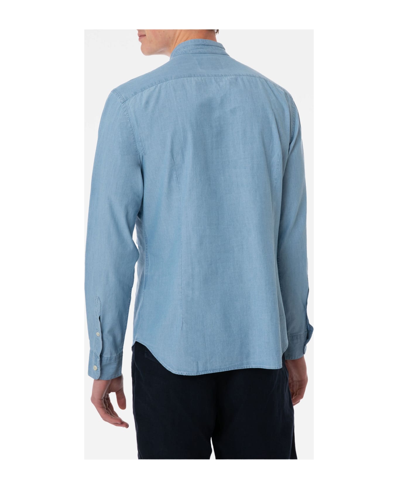 MC2 Saint Barth Man Light Blue Denim Linen Shirt - BLUE