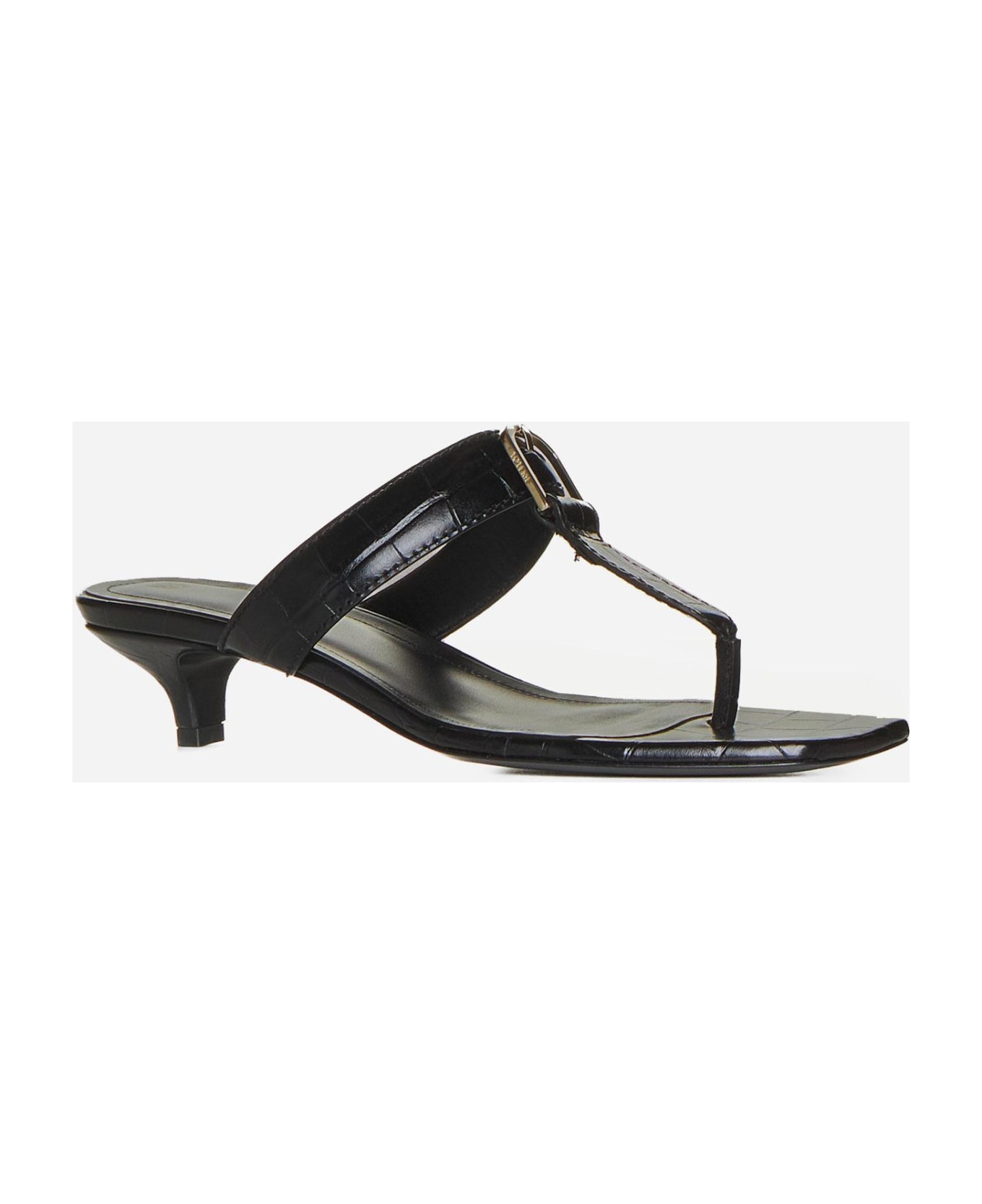 Totême The Belted Animalier Effect Leather Sandals - 001 BLACK サンダル