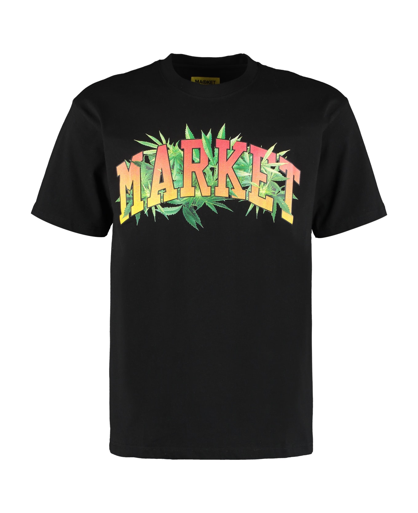 Market Printed Cotton T-shirt - black