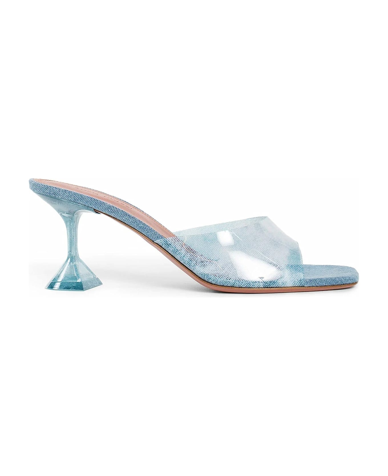 Amina Muaddi Lupita Glass Pvc Denim Mules - Blue