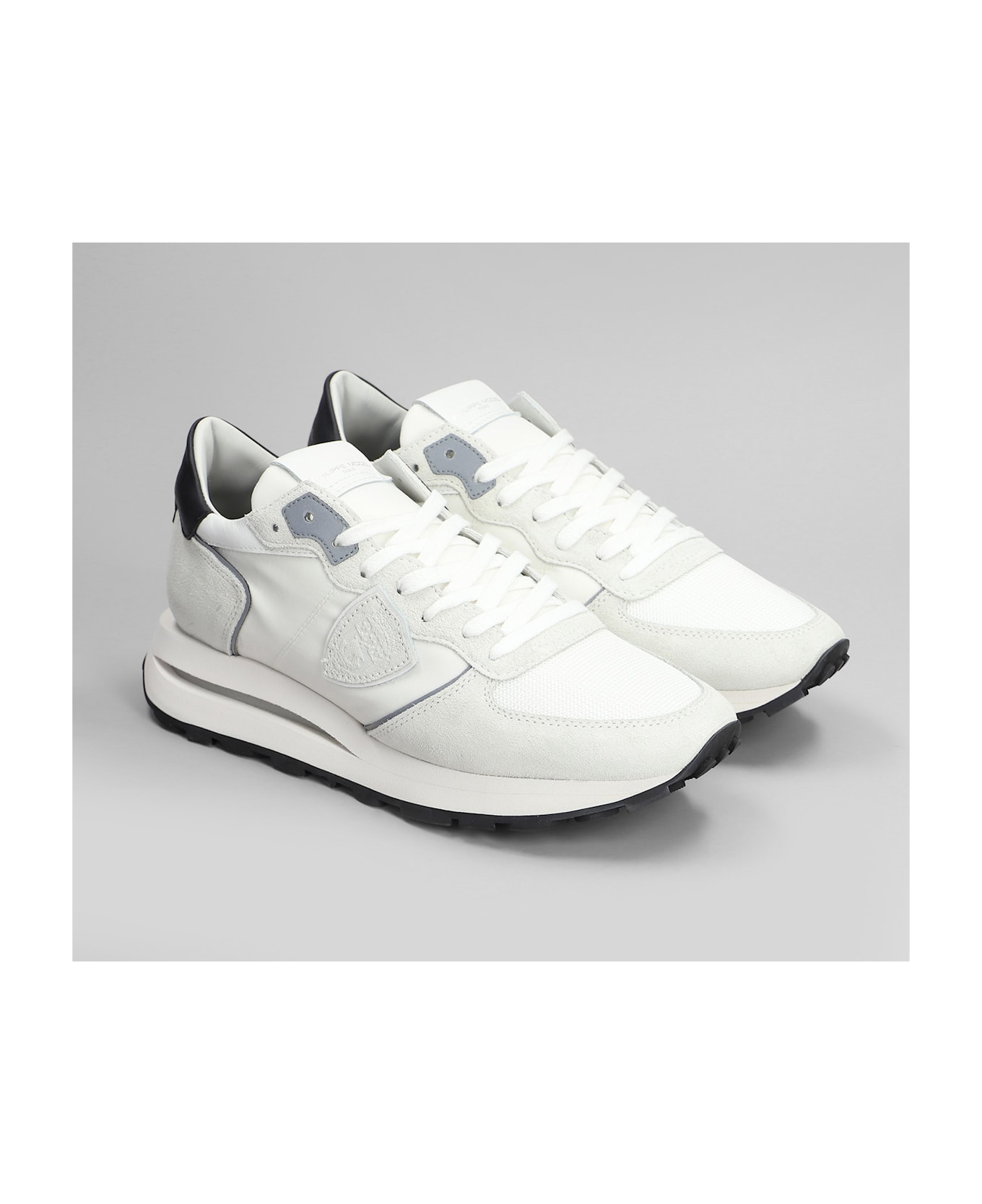 Philippe Model Tropez Haute Sneakers In White Suede And Fabric - white