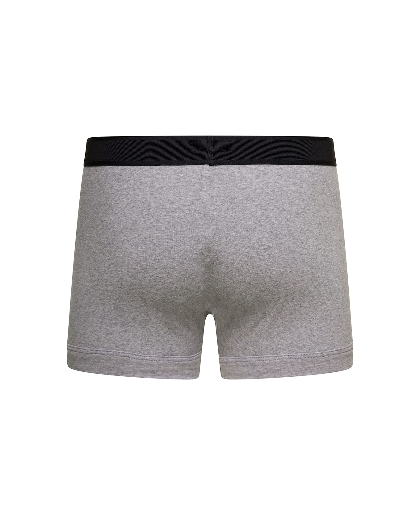 Tom Ford Grey Boxer Brief With Elasticated Logged Waistband In Cotton Stretch Man - Grey