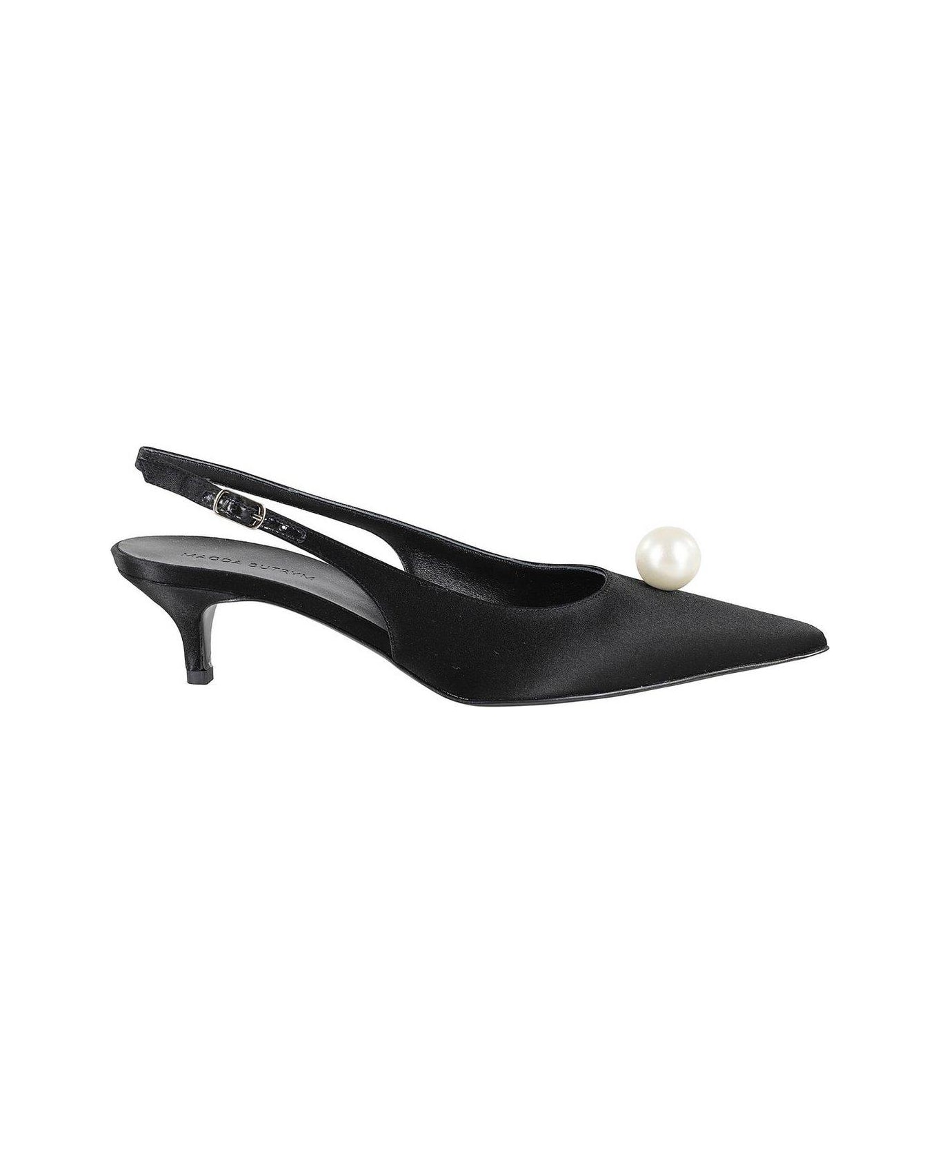 Magda Butrym Magda Burtym Embellished Slingback Satin Pumps - Black