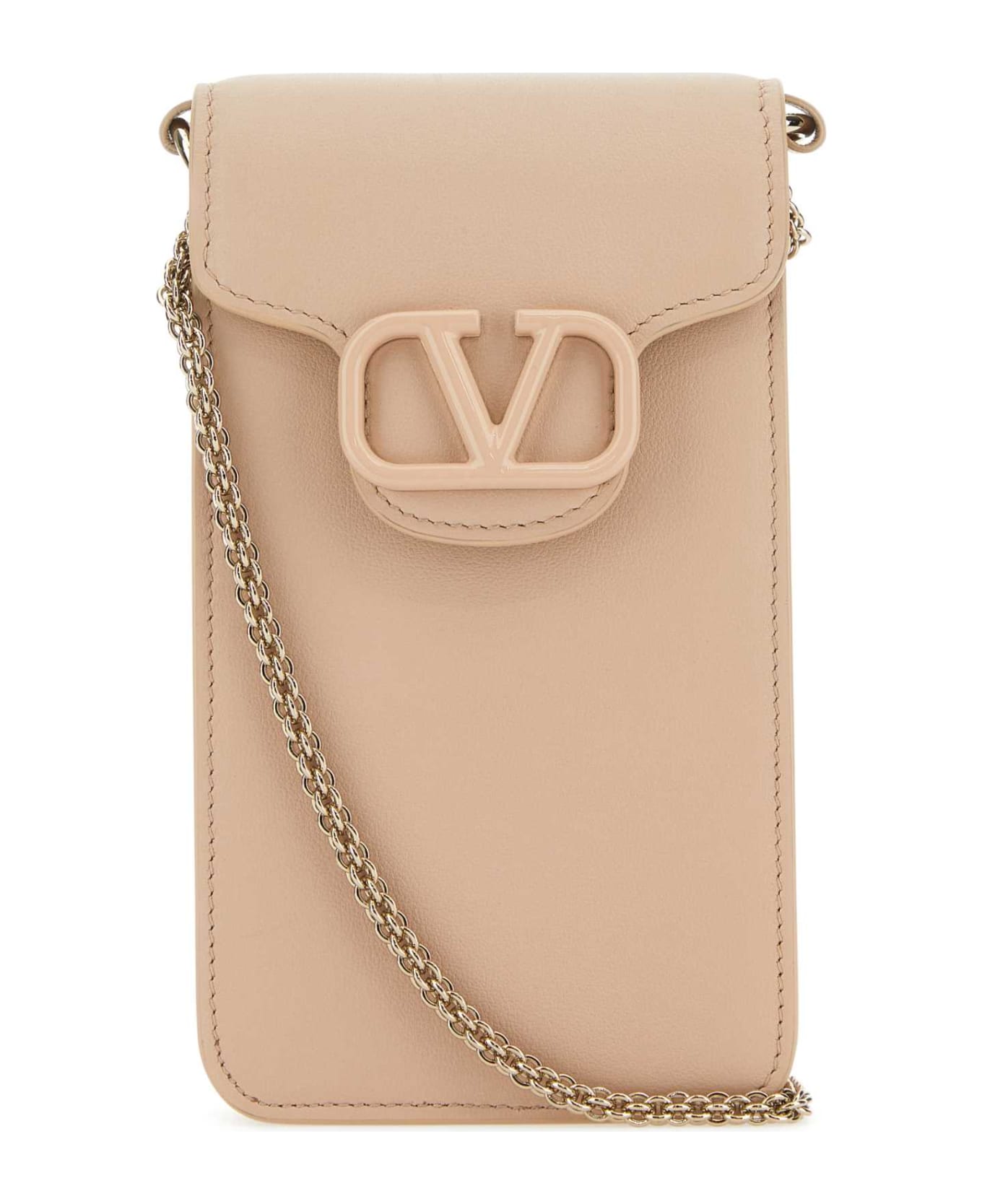 Valentino Garavani Skin Pink Leather Locã² Phone Case - Pink