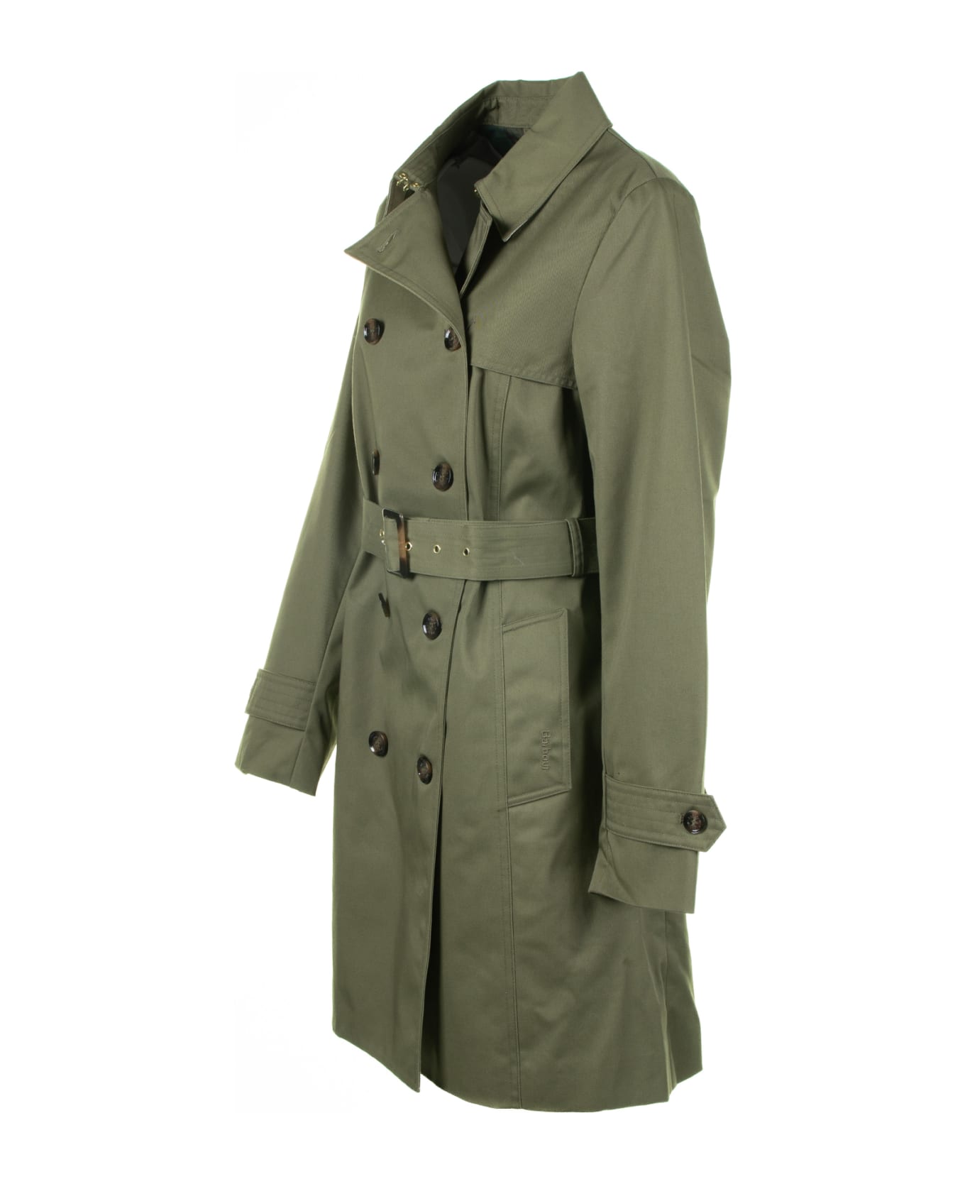 Barbour Green Waterproof Twill Trench Coat - BURNT OLIVE/ANCIENT POLAR レインコート