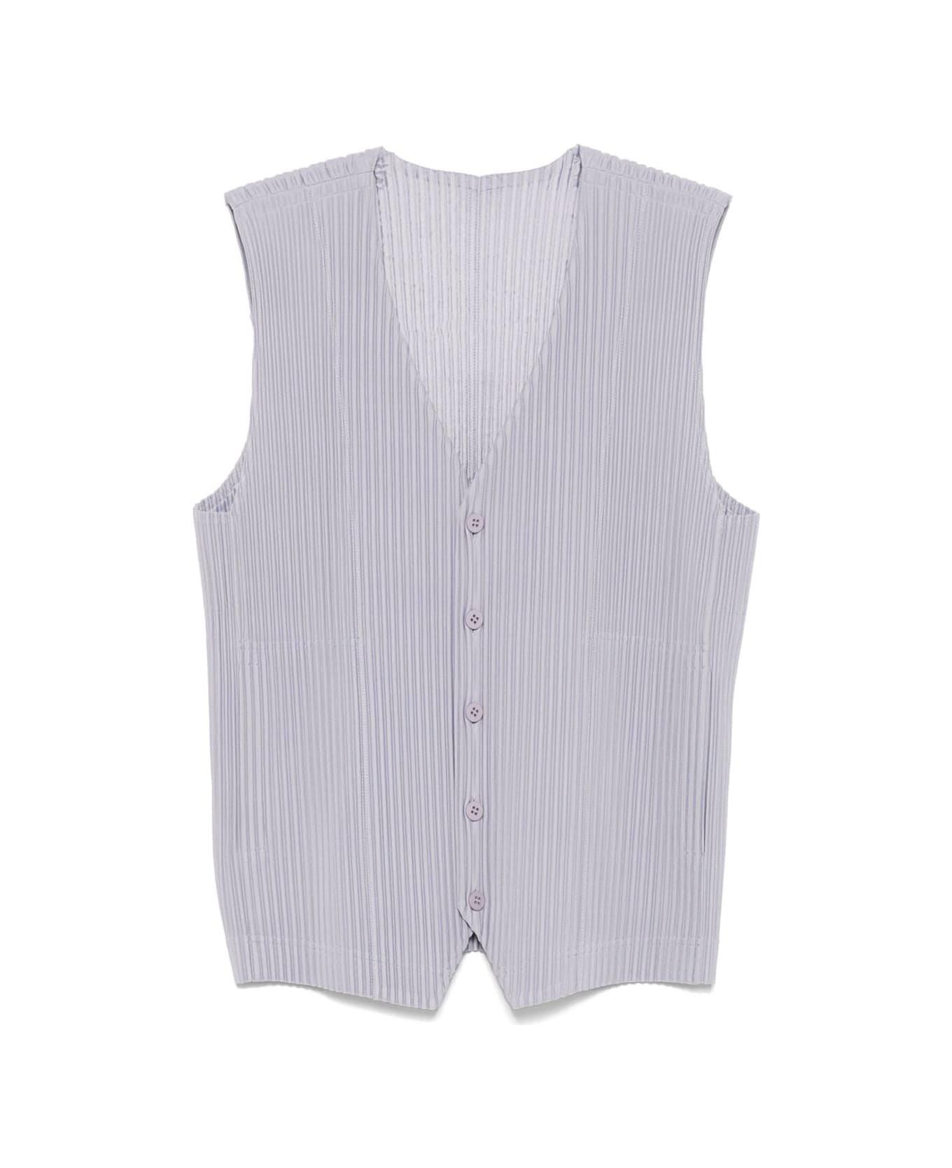 Homme Plissé Issey Miyake Pleated V-necked Vest - Grey