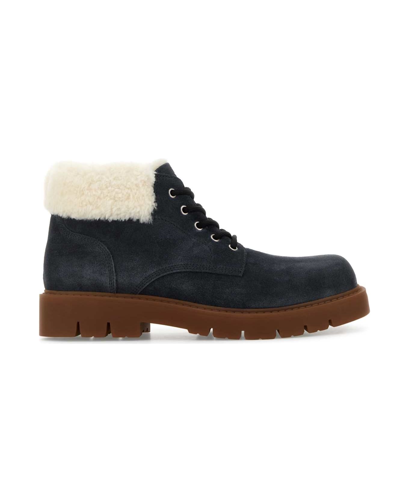 Bottega Veneta Denim Blue Suede Haddock Ankle Boots - ARDOISEPOPCORN
