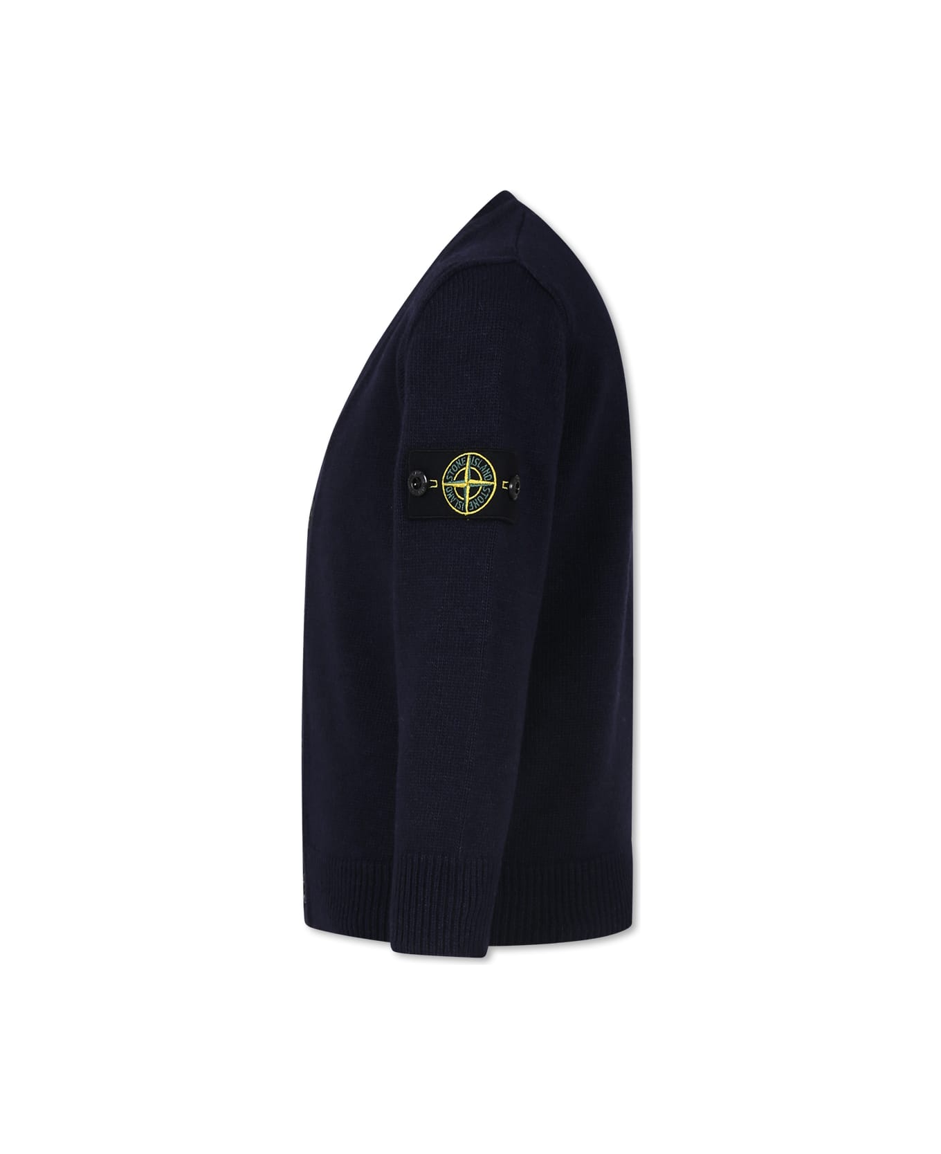 Stone Island Junior Blue Cardigan For Boy With Compass - Blue