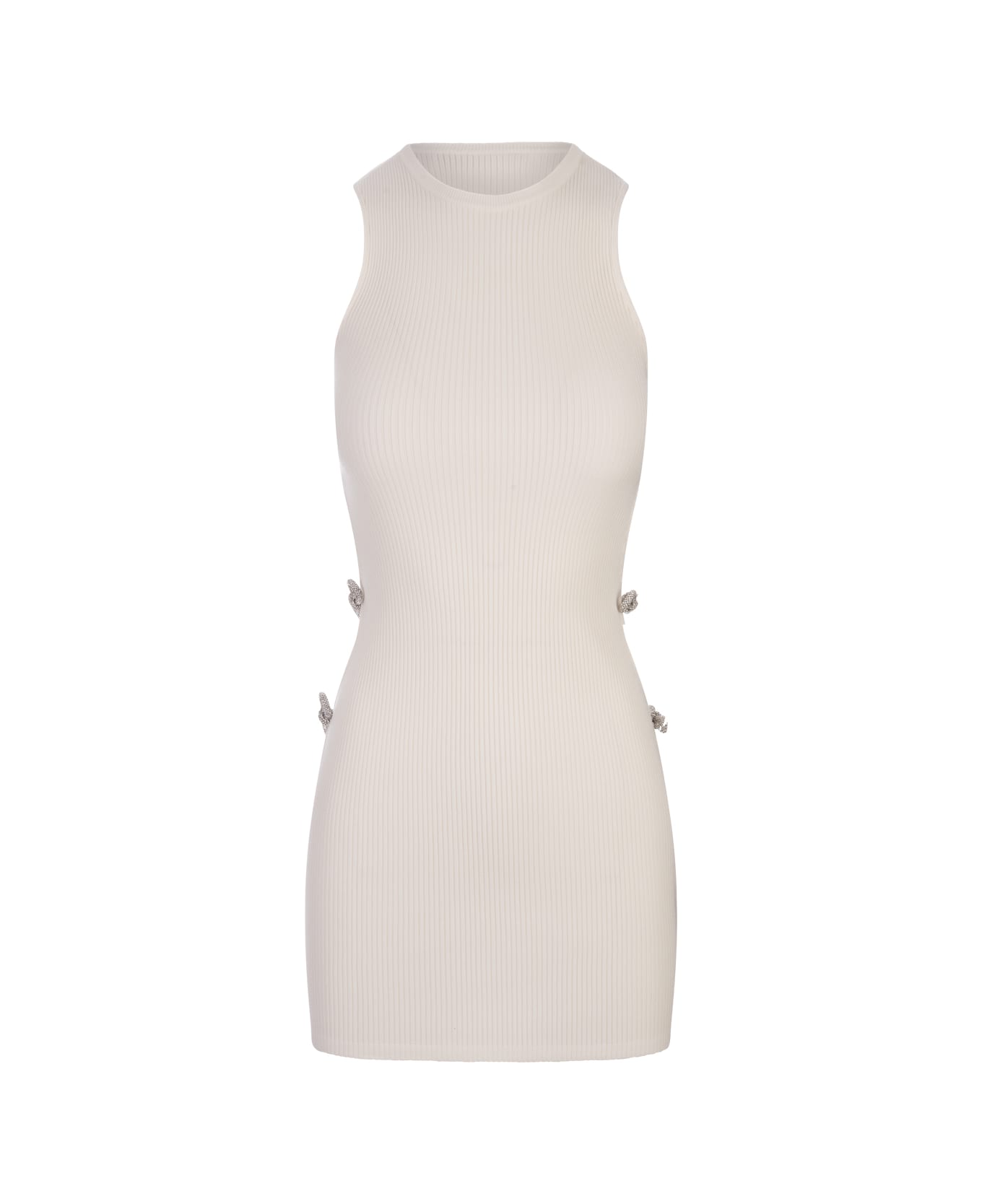 Mach & Mach White Stretch Mini Dress With Applications - White