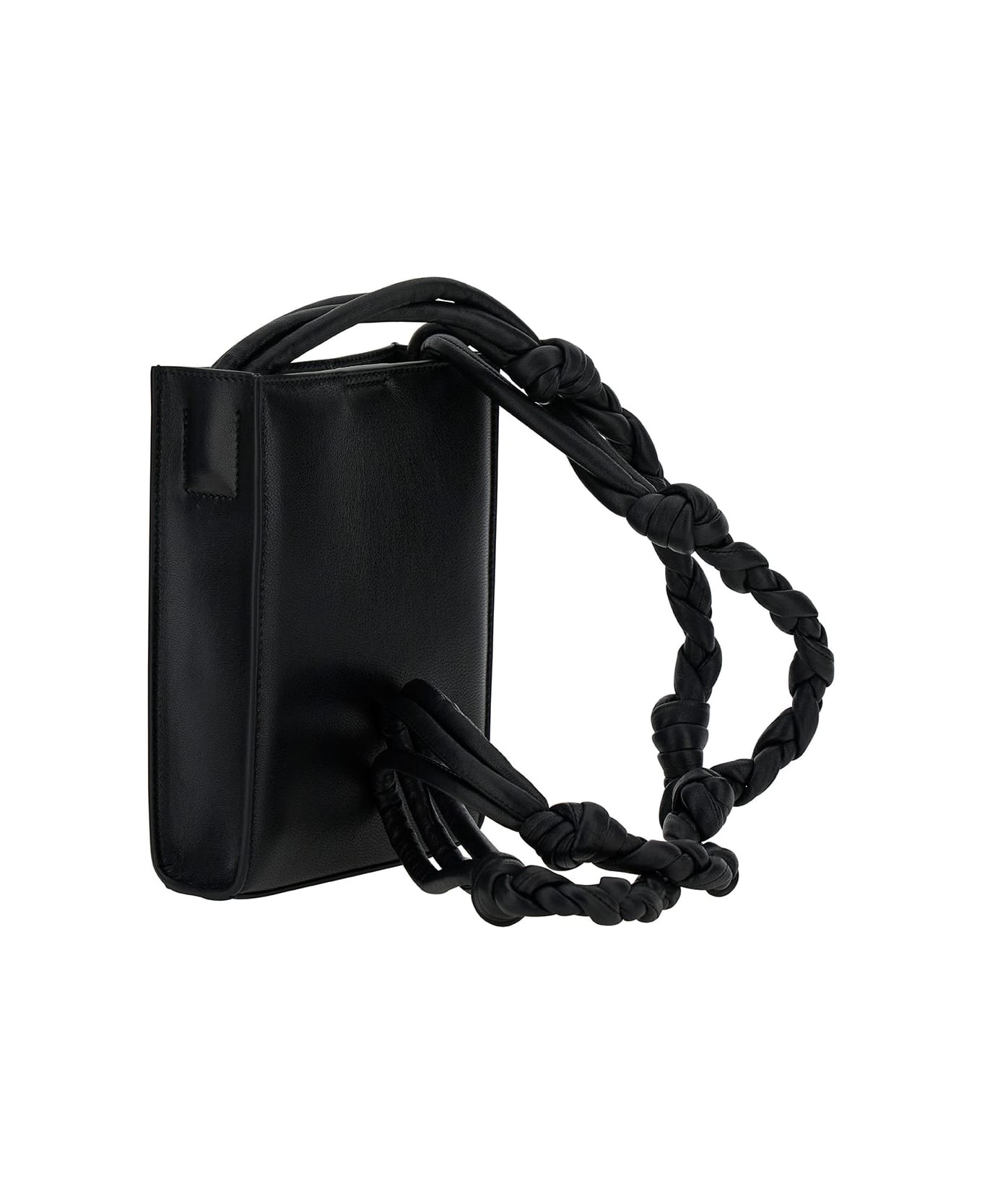 Jil Sander 'tangle Small' Black Shoulder Bag With Embossed Logo In Leather Man - Black