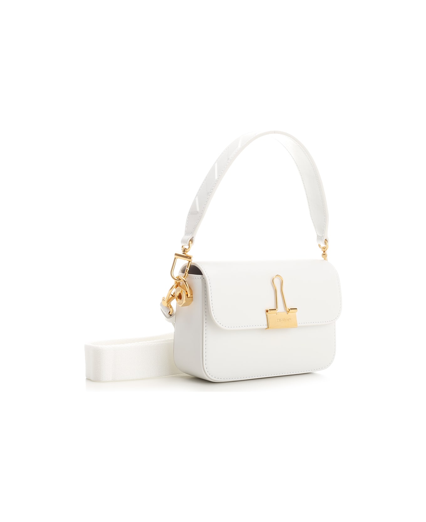 Off-White Small Leather Binder Bag - White