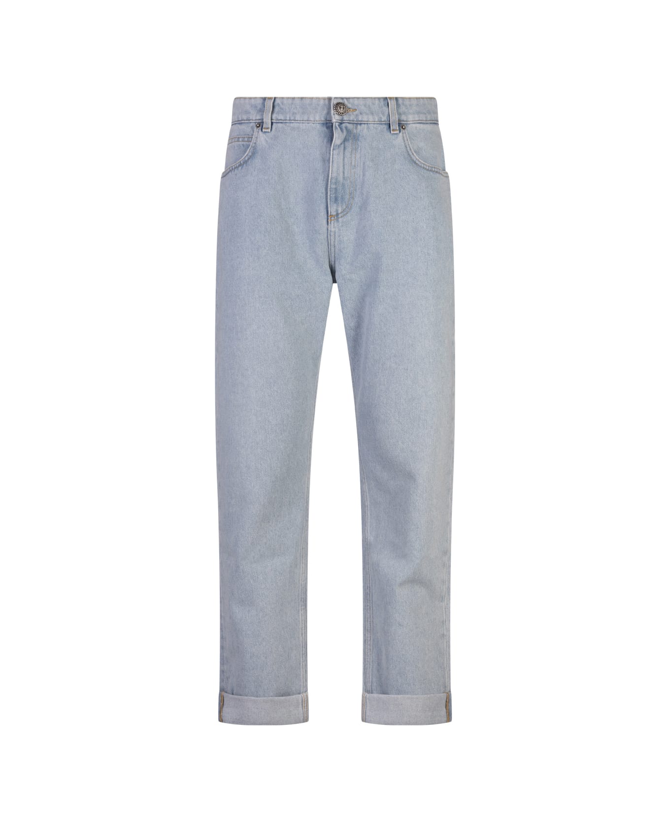 Balmain Light Blue Denim Regular Fit Jeans - Blue