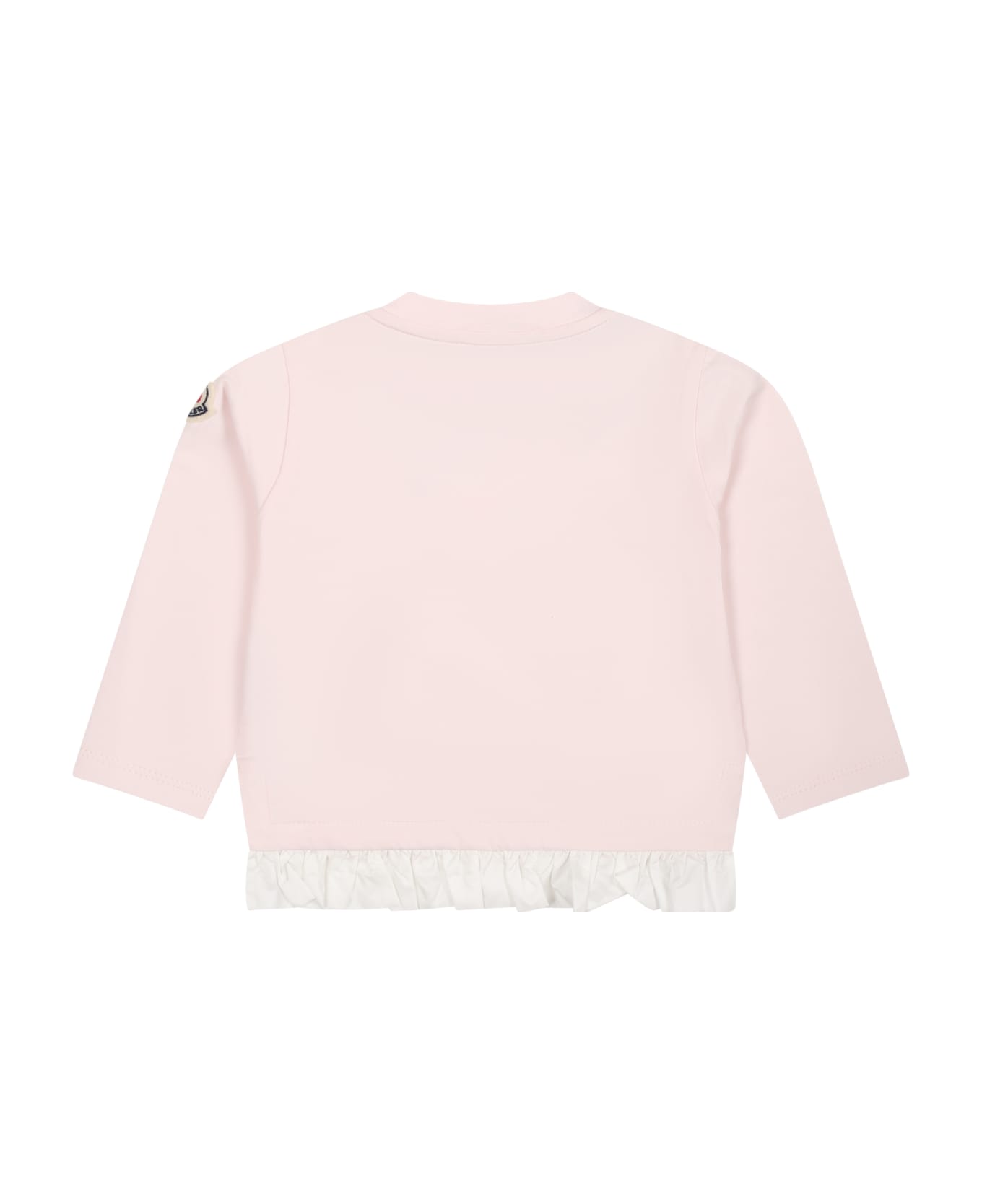 Moncler Pink T-shirt For Baby Girl With Ruffles And Logo - Pink