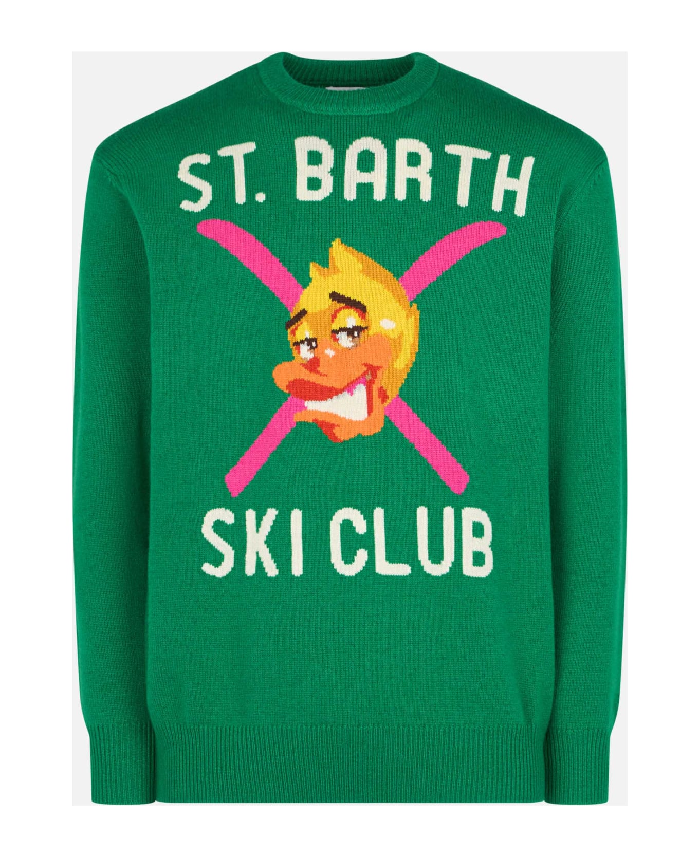 MC2 Saint Barth Man Crewneck Sweater With Crypto Ducky Jacquard | Crypto Puppets Special Edition - GREEN