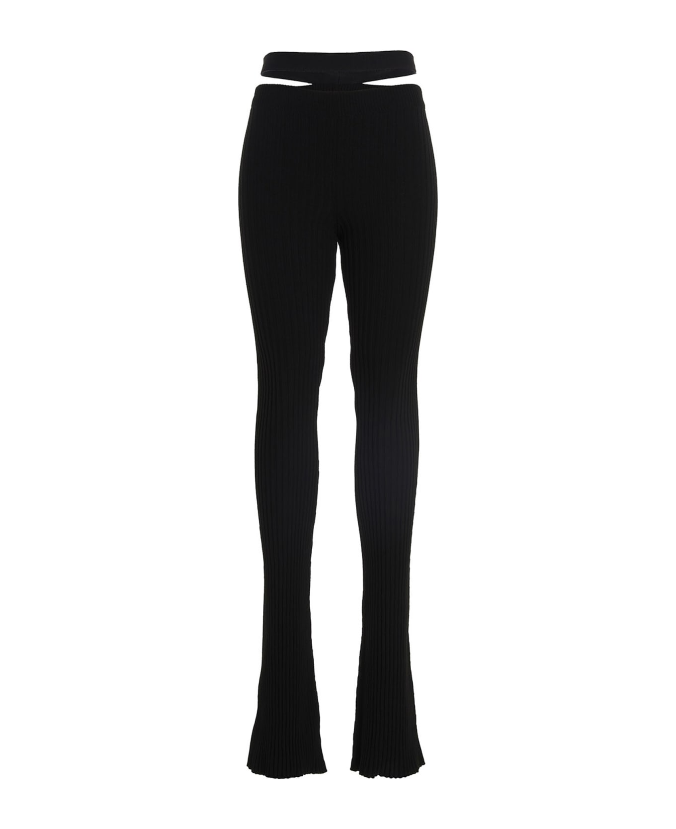 ANDREĀDAMO Ribbed Flared Trousers - Black  