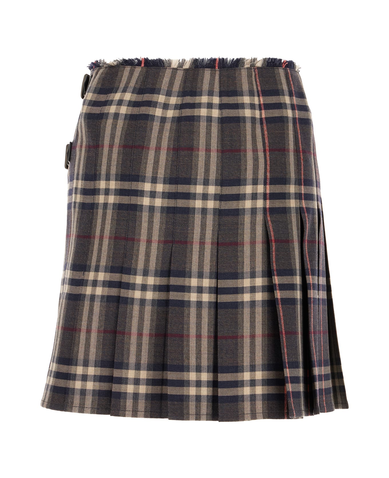 Burberry Embroidered Wool Skirt - BROWN/NEUTRALS