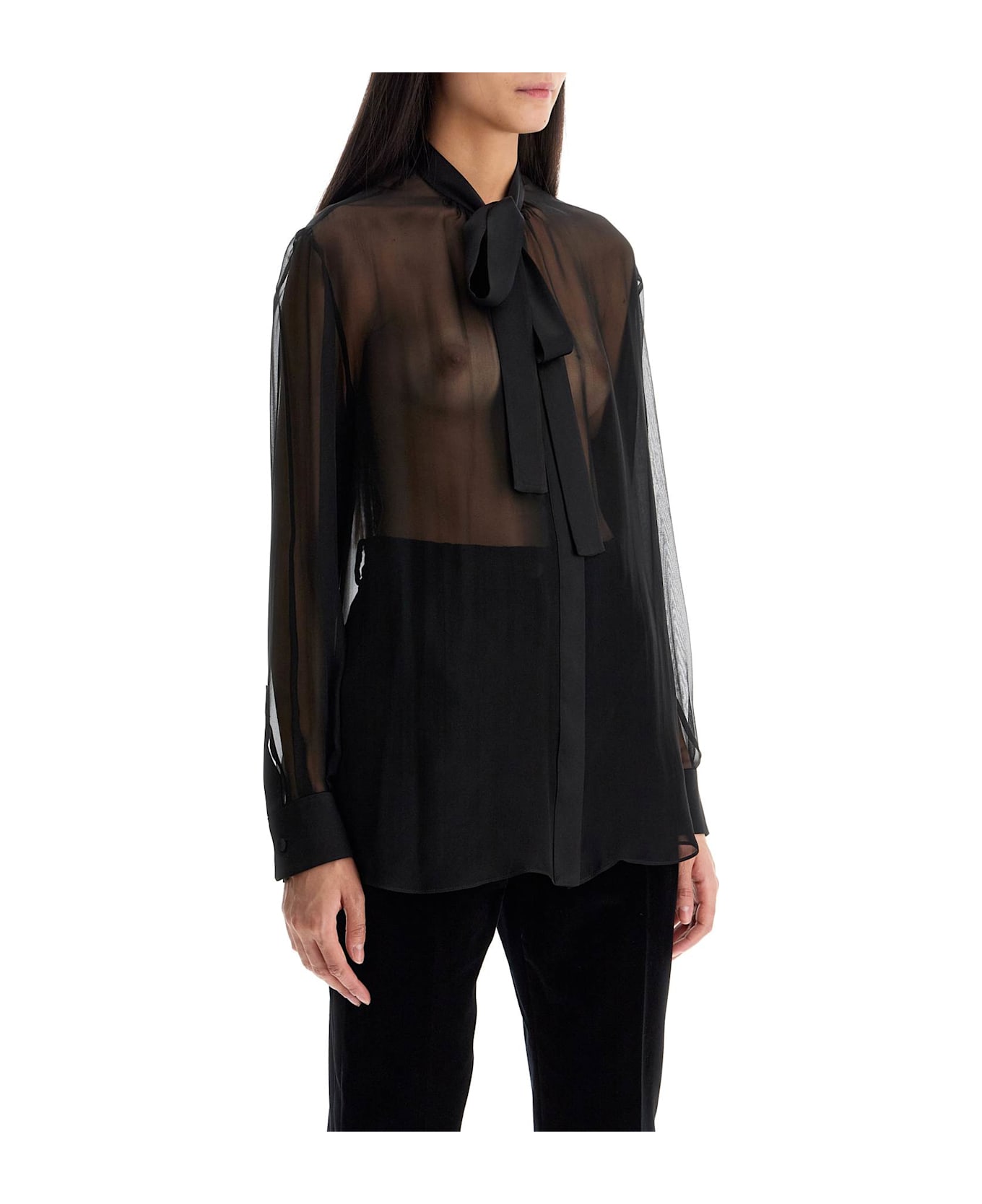 Dolce & Gabbana 'chiffon Blouse With Bow - Nero