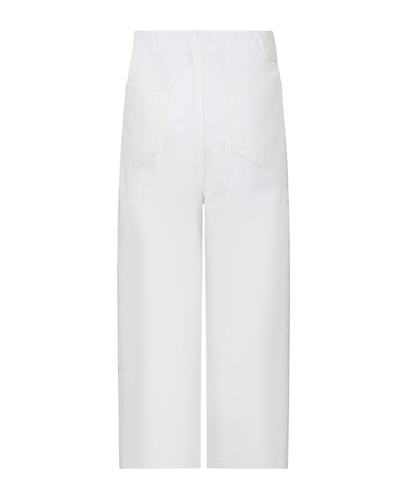 MM6 Maison Margiela Silver Jeans For Girl With Logo - Silver ボトムス