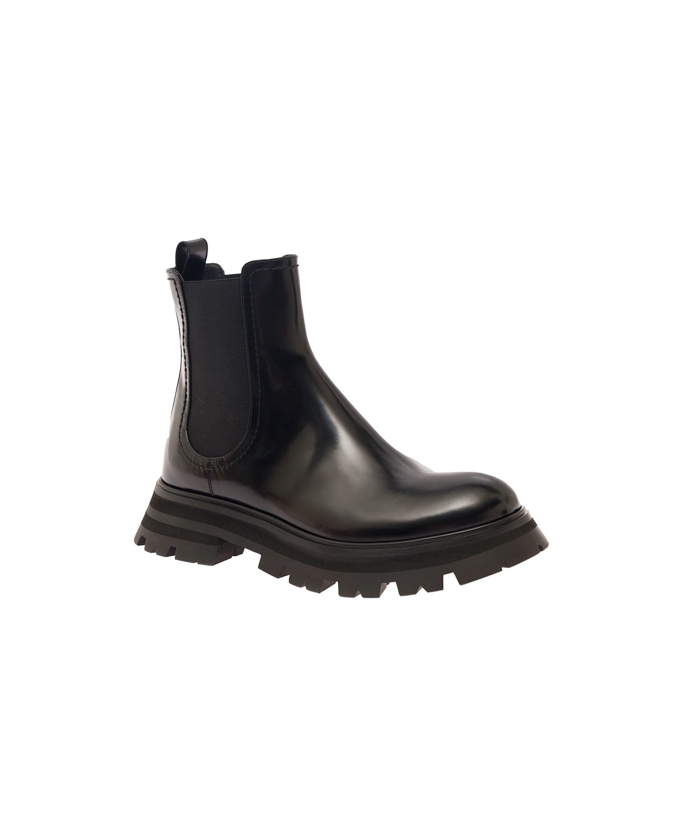 Alexander McQueen Black Chelsea Boots With Elastic Inserts In Smooth Leather Woman - Black