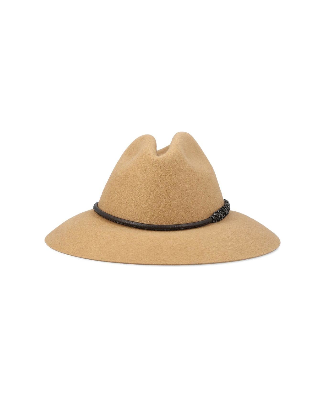 Brunello Cucinelli Embellished Bucket Hat - Brown Rice Ultrablack Tdm