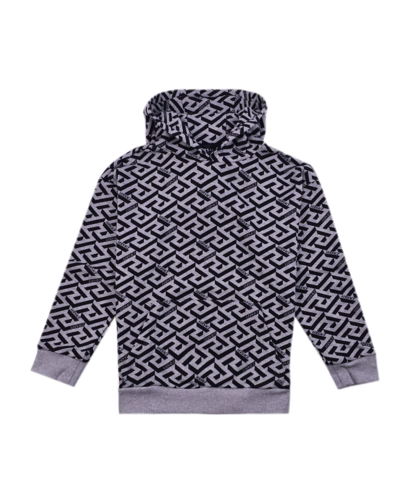 Versace Cotton Sweatshirt With Print - Grey