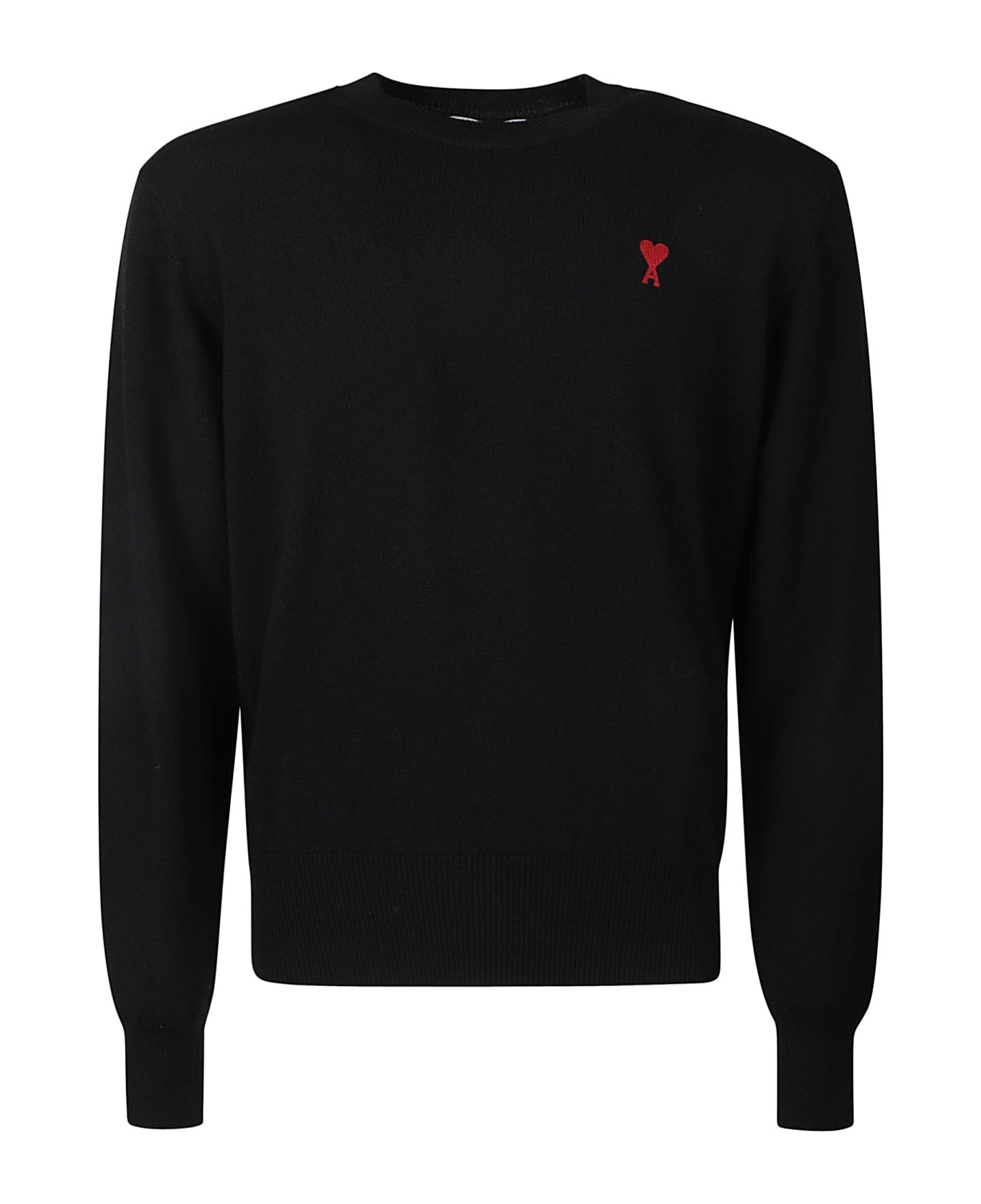 Ami Alexandre Mattiussi Logo Embroidered Ribbed Sweater - Black ニットウェア