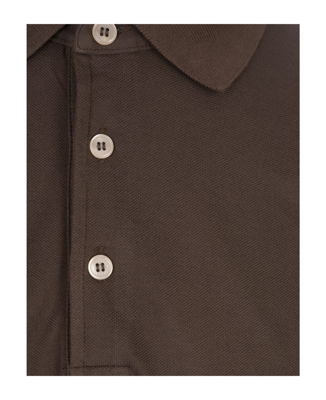 Fedeli Brown Cotton Pique Polo Shirt - Brown