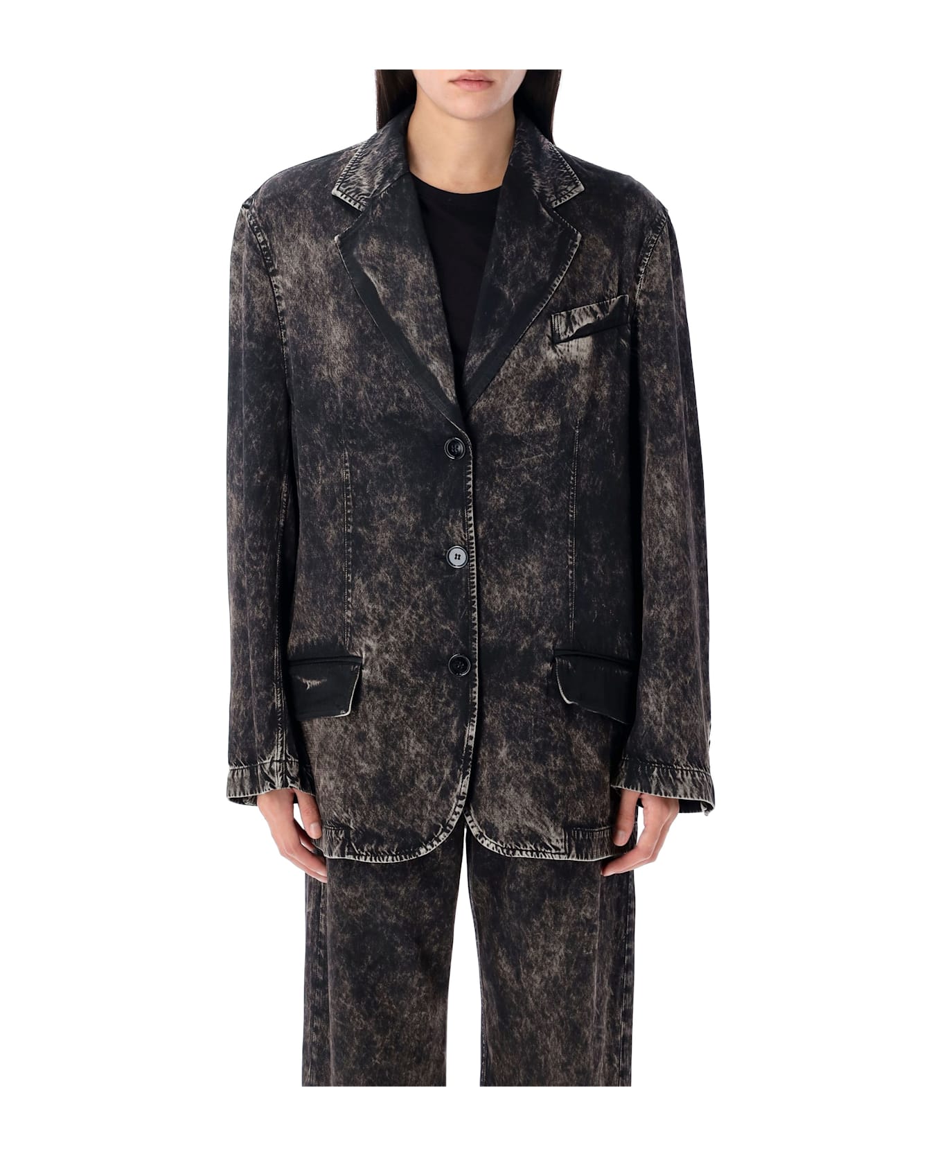 Acne Studios Single Breasted Printed Jacket - BLACK BEIGE