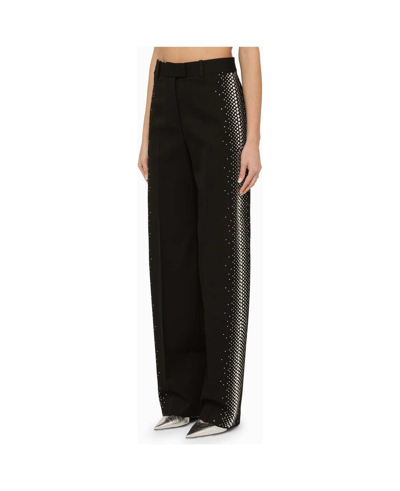 The Attico Black Wool Jagger Trousers With Thermostrass - Black
