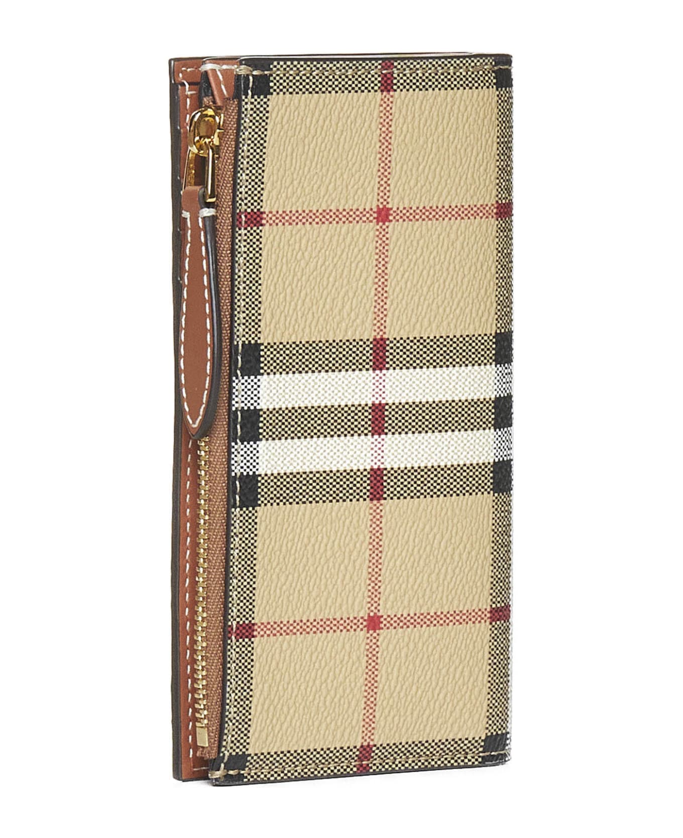 Burberry Check Pattern Zip-up Wallet - Archive beige
