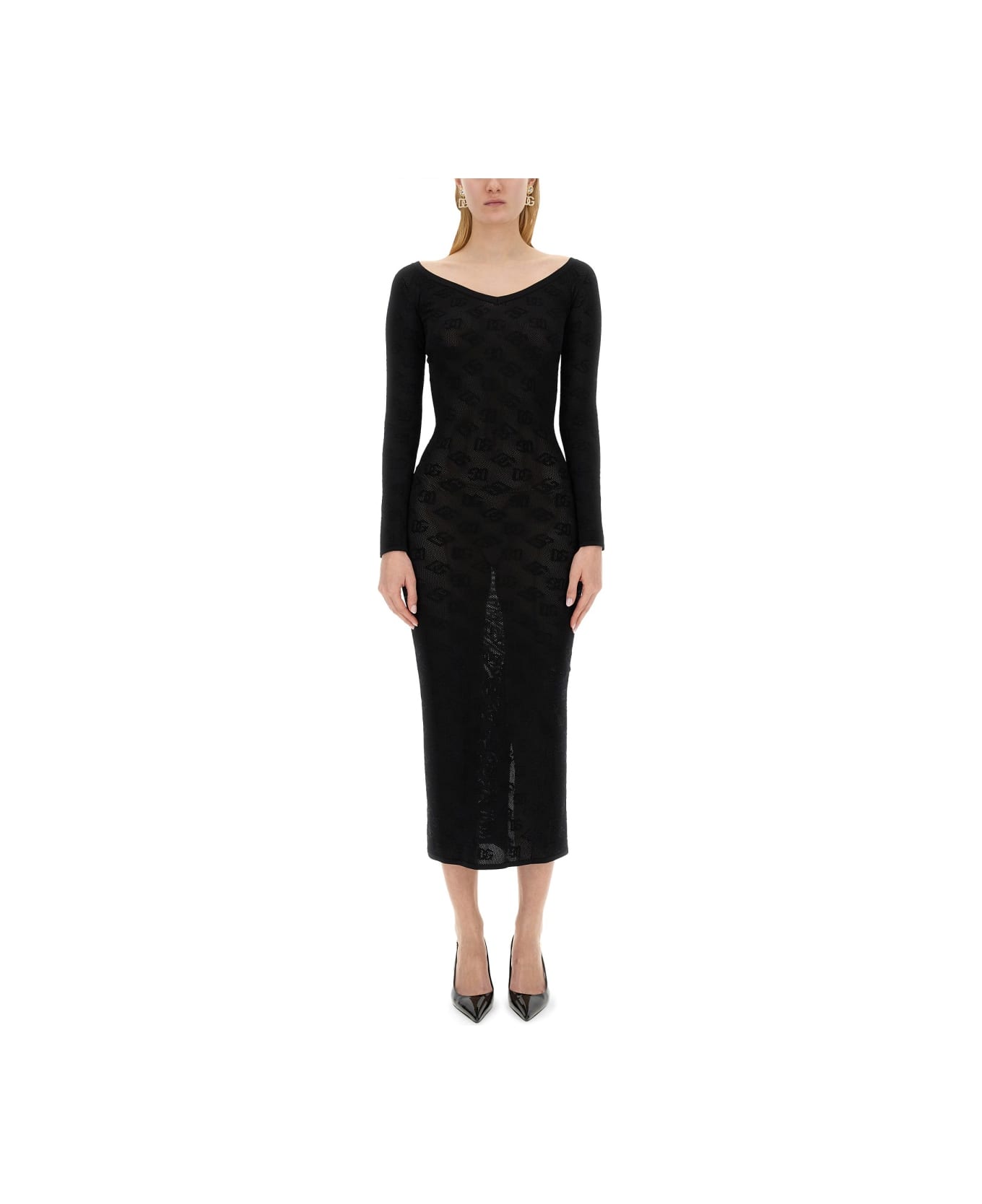 Dolce & Gabbana Jacquard Logo Sheath Dress - BLACK ワンピース＆ドレス