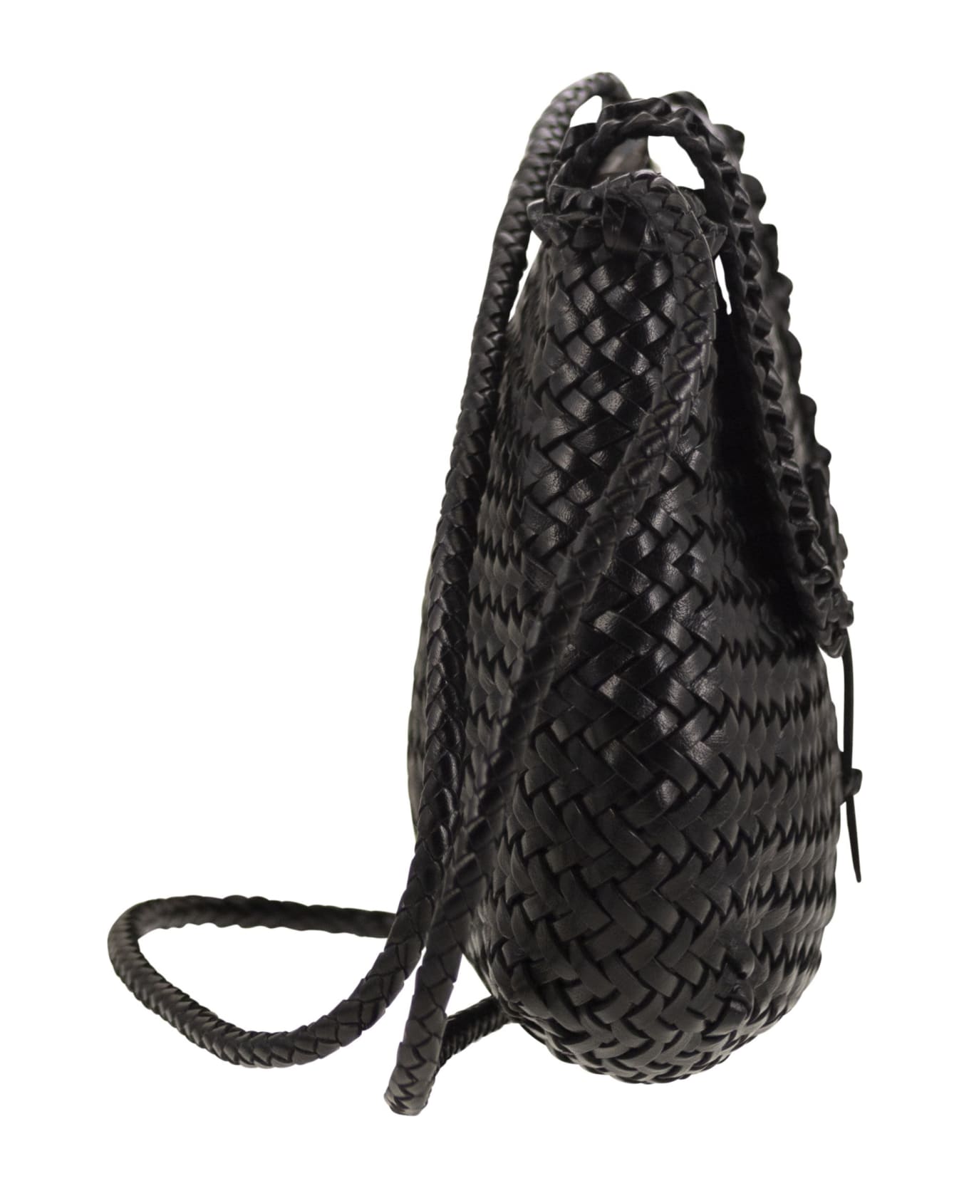 Dragon Diffusion Medium City Bag - Woven Leather Bag - Black