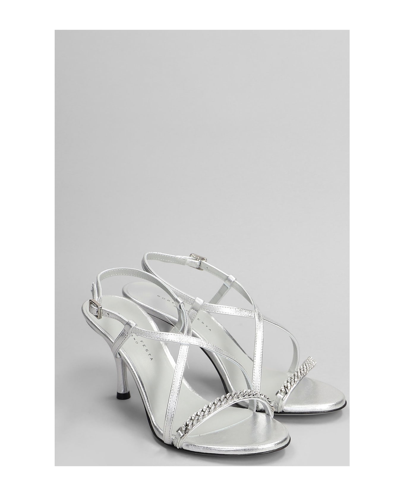 Roberto Festa Hyden Lux Sandals In Silver Leather - silver