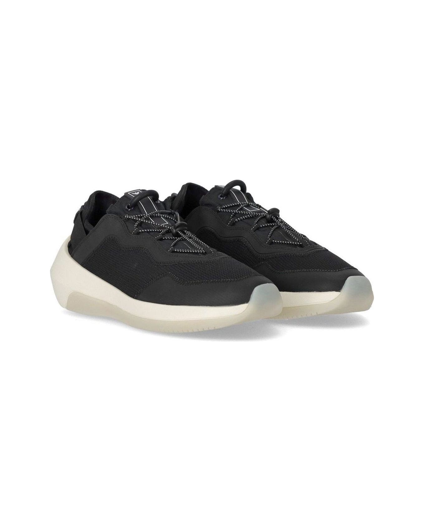Emporio Armani Drawstring Fastening Mesh Sneakers - Blue