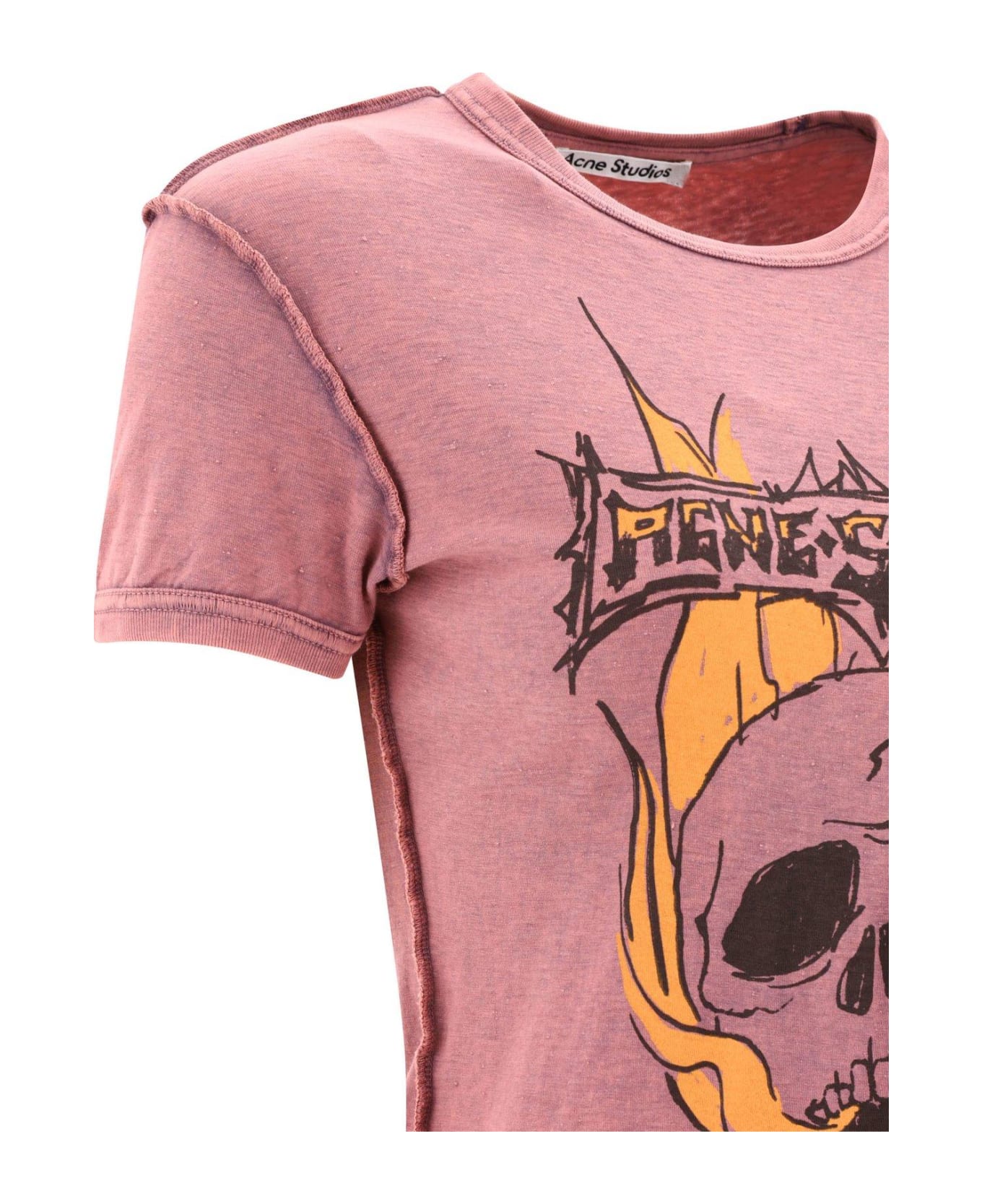 Acne Studios Graphic Printed Crewneck T-shirt - Ctl Mauve Pink