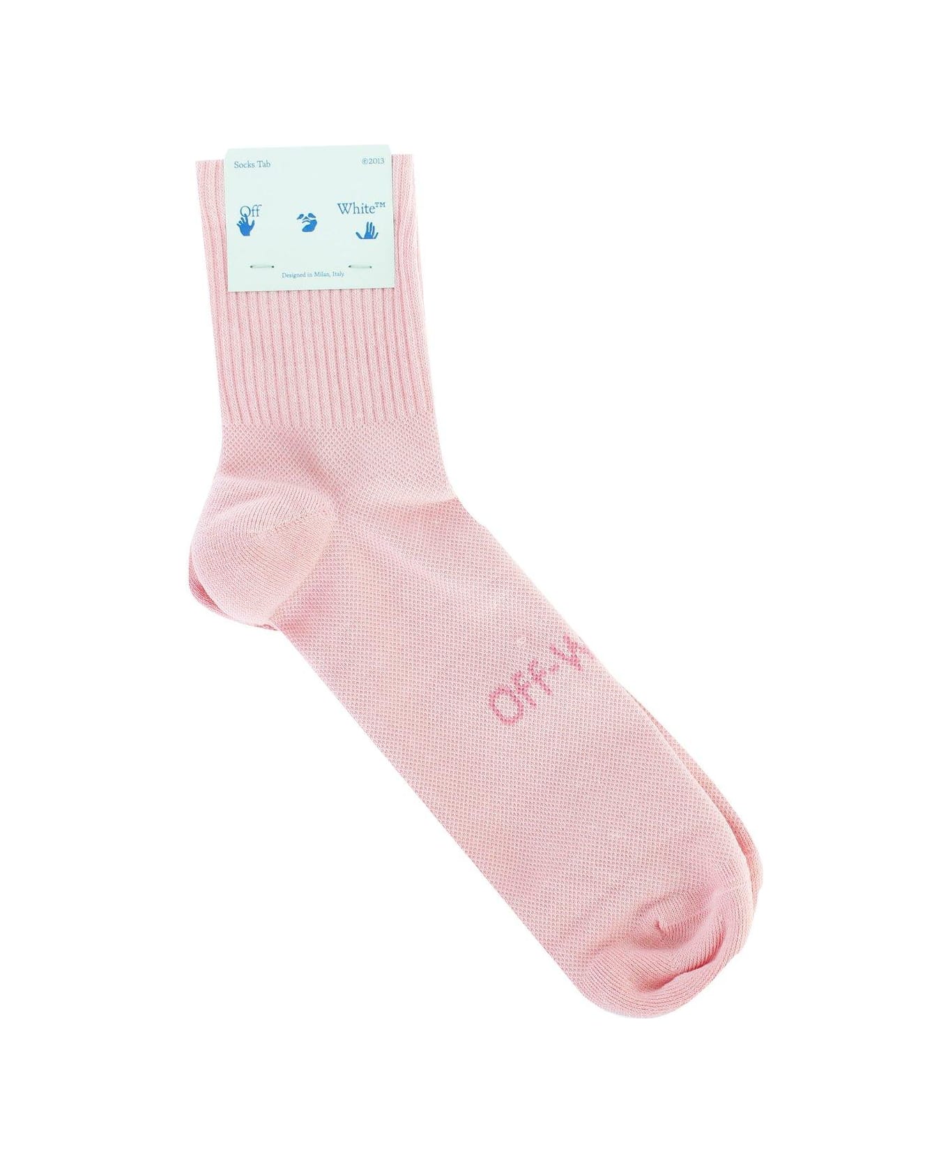 Off-White Logo Intarsia Arrow Motif Socks - Pink