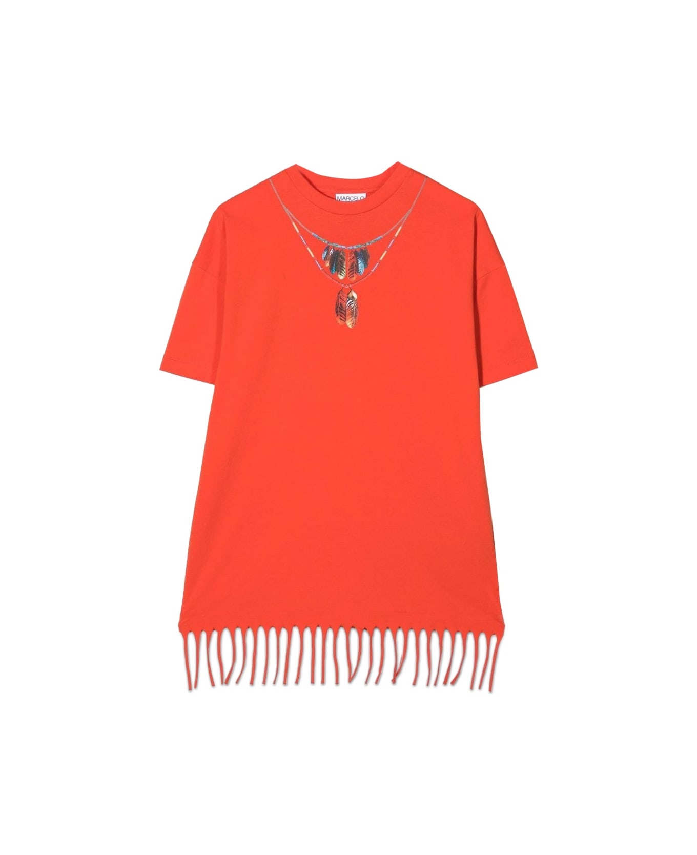 Marcelo Burlon Feathers Necklace Fringe Dres - RED ワンピース＆ドレス