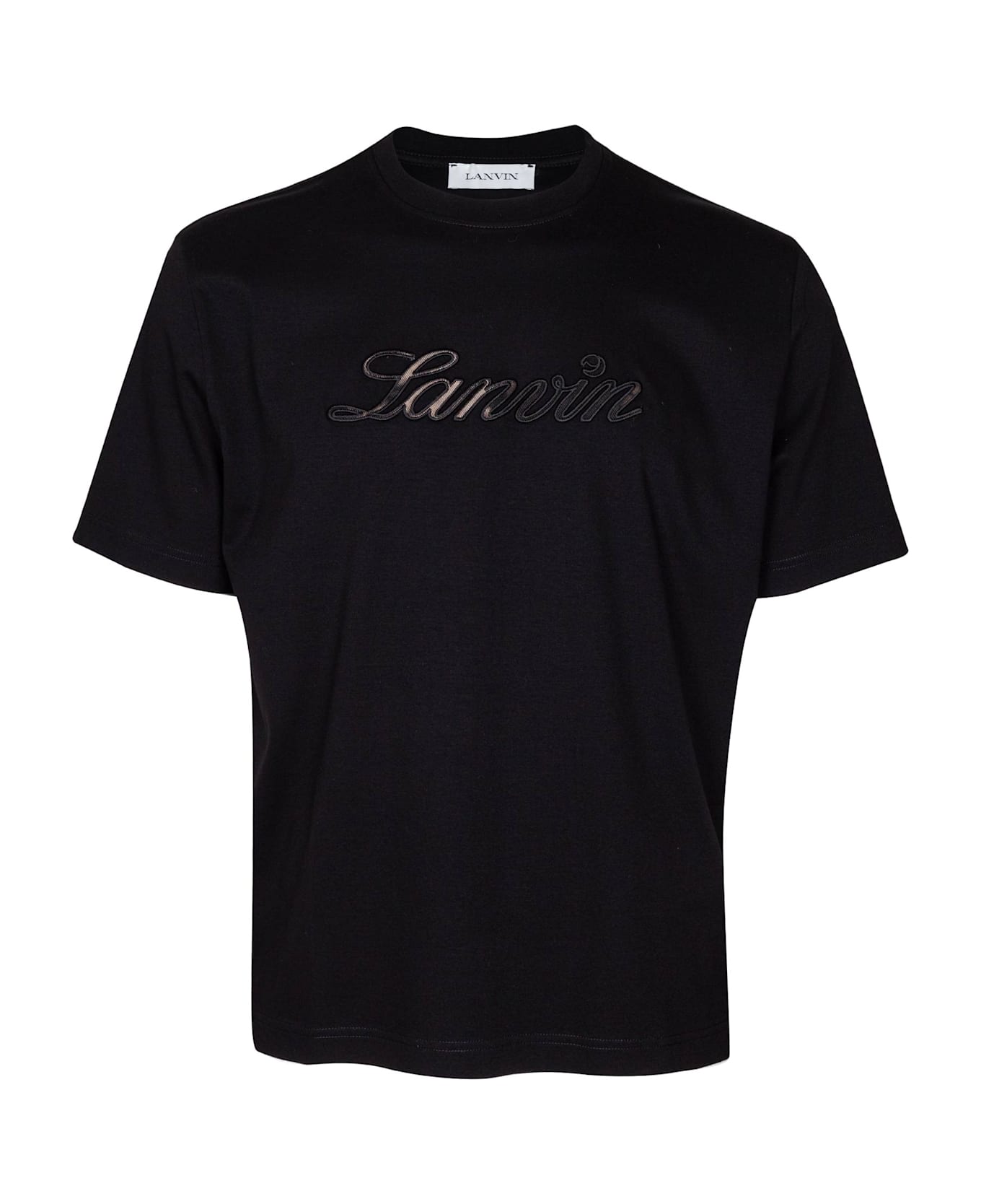 Lanvin Denim T-shirt With Embroidered Logo - Black