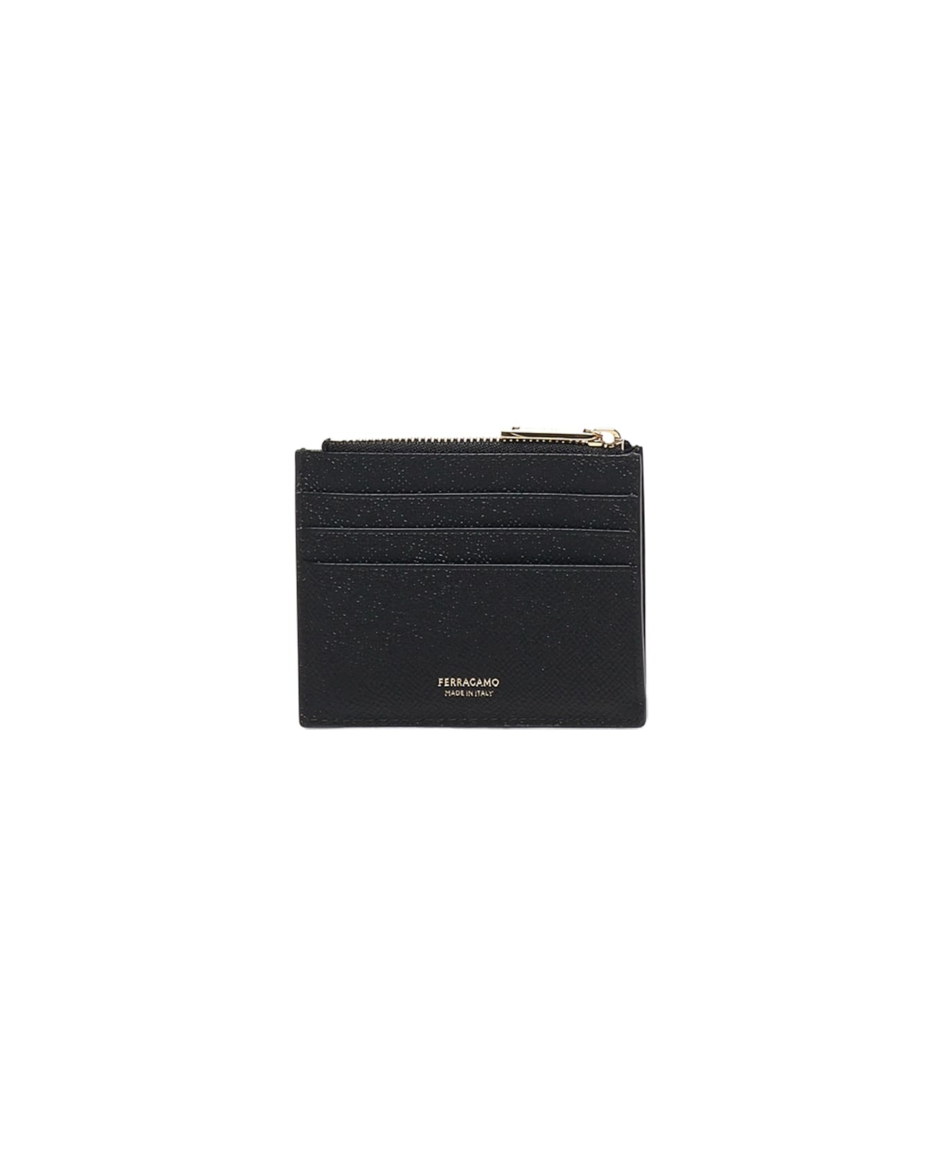 Ferragamo Zippered Card Holder - Black