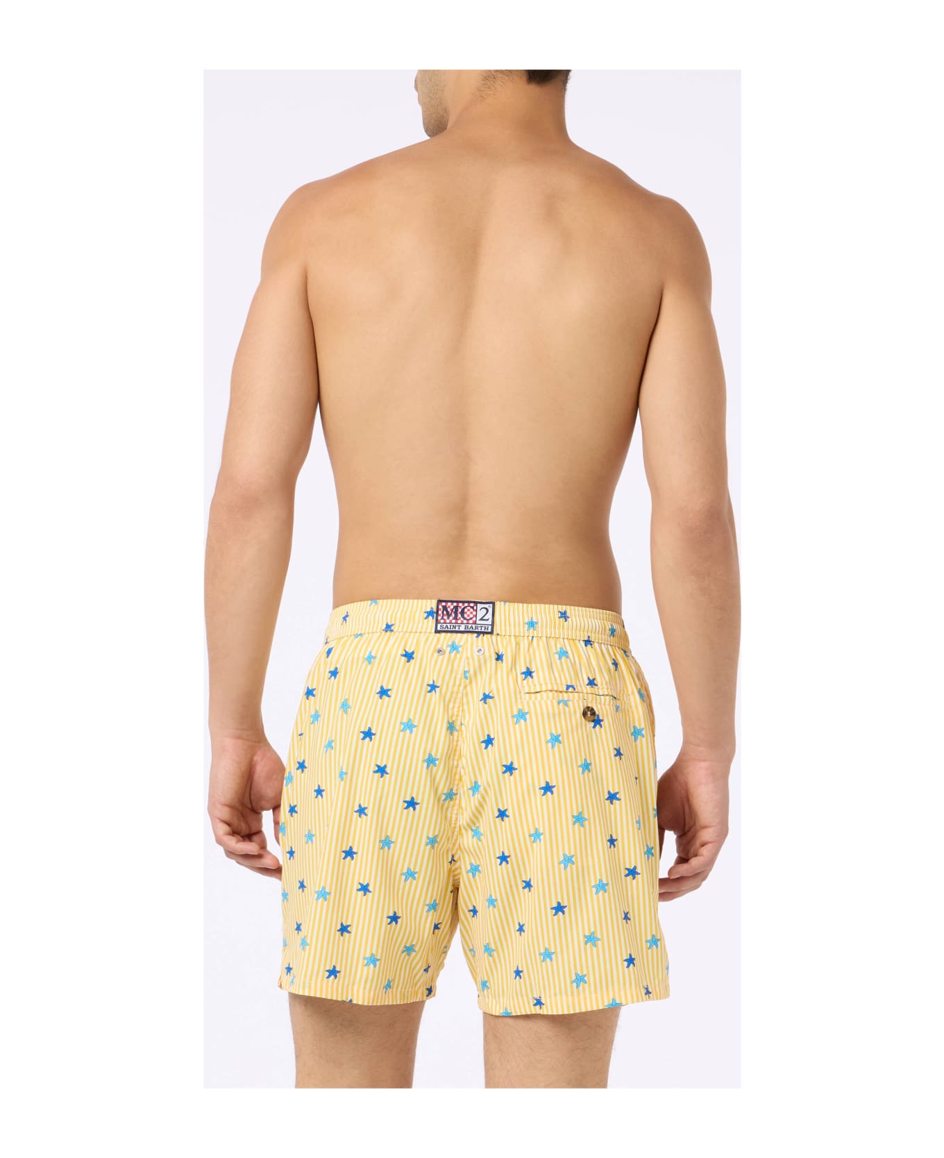 MC2 Saint Barth Comfort Light Classic Stretch Swim Shorts With Starfishes Print - YELLOW