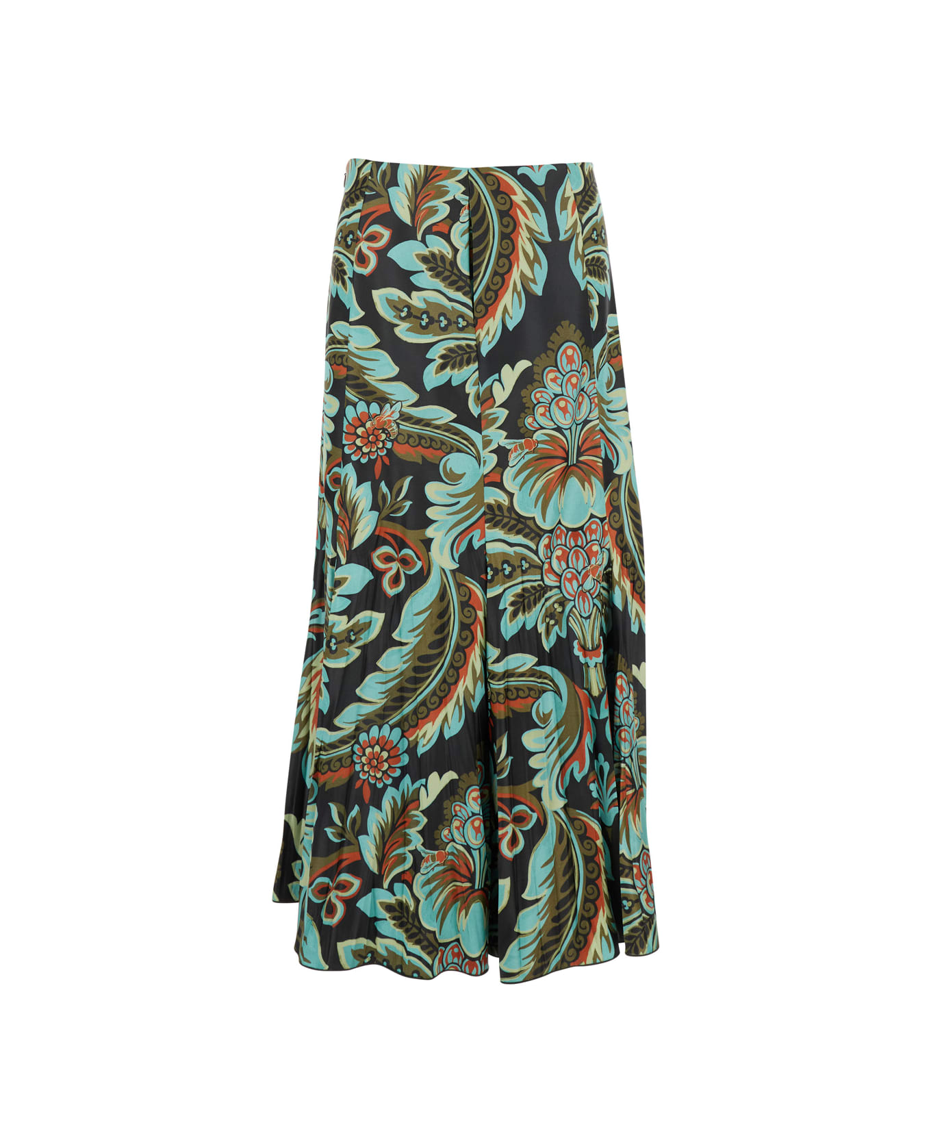 Etro Multicolor Pleated Skirt With Floral Print In Fabric Woman - Multicolor