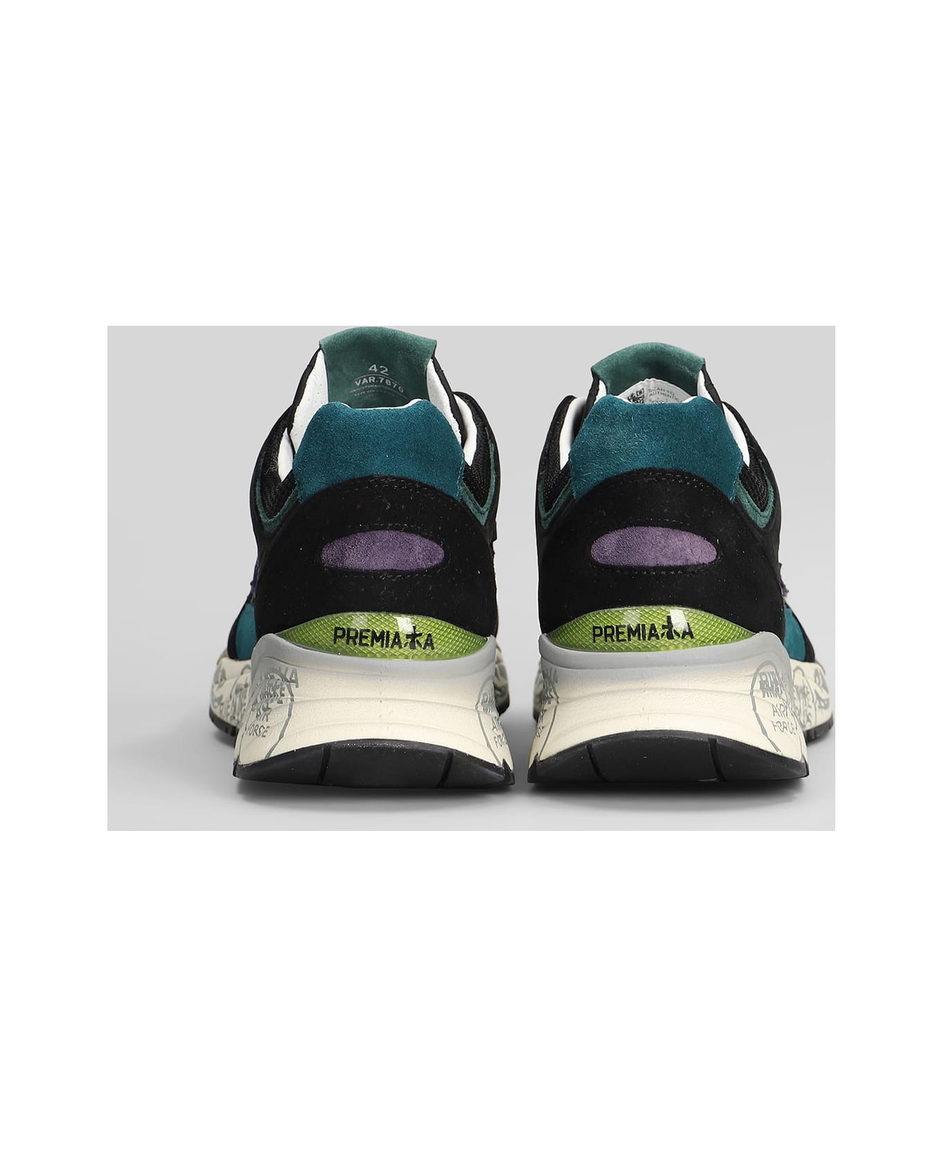 Premiata Mase Sneakers In Black Suede And Fabric - black