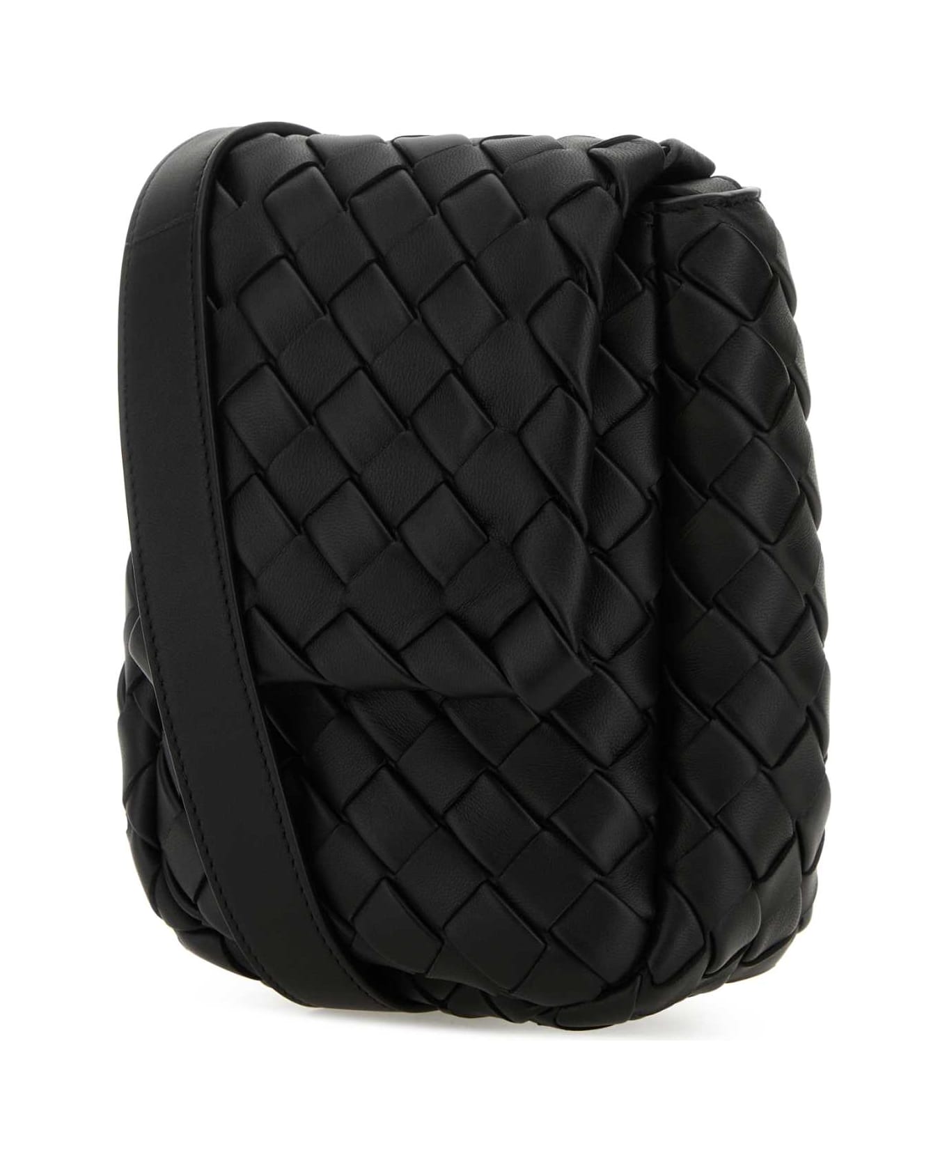 Bottega Veneta Black Leather Crossbody Bag - BLACK-SILVER