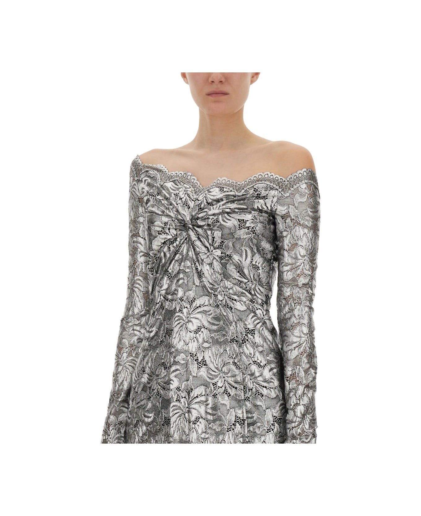 Paco Rabanne Long Lace Dress - SILVER