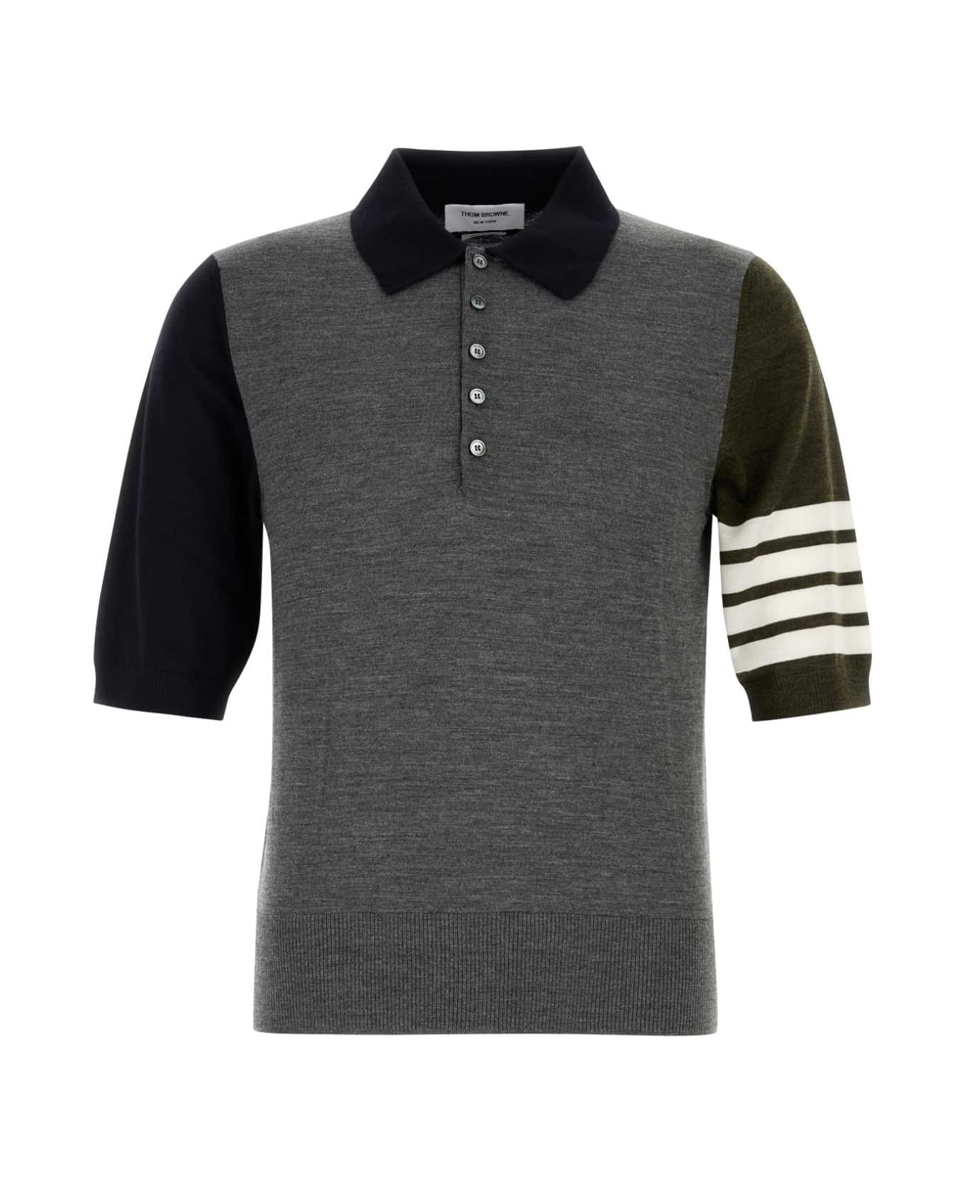 Thom Browne Multicolor Wool Polo Shirt - MEDGREY