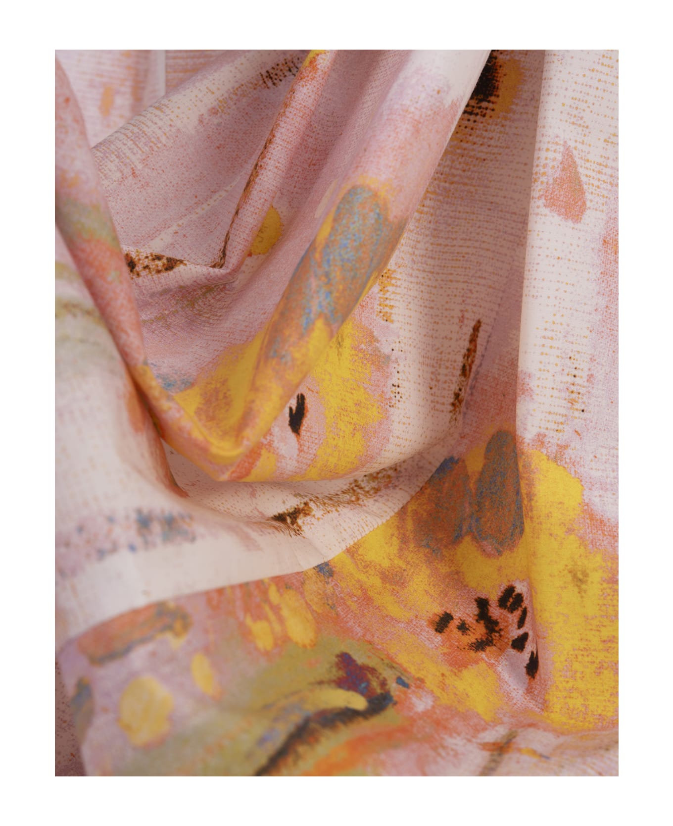 MSGM Flared Midi Skirt In Poplin With "artsy Flower" Print - Pink