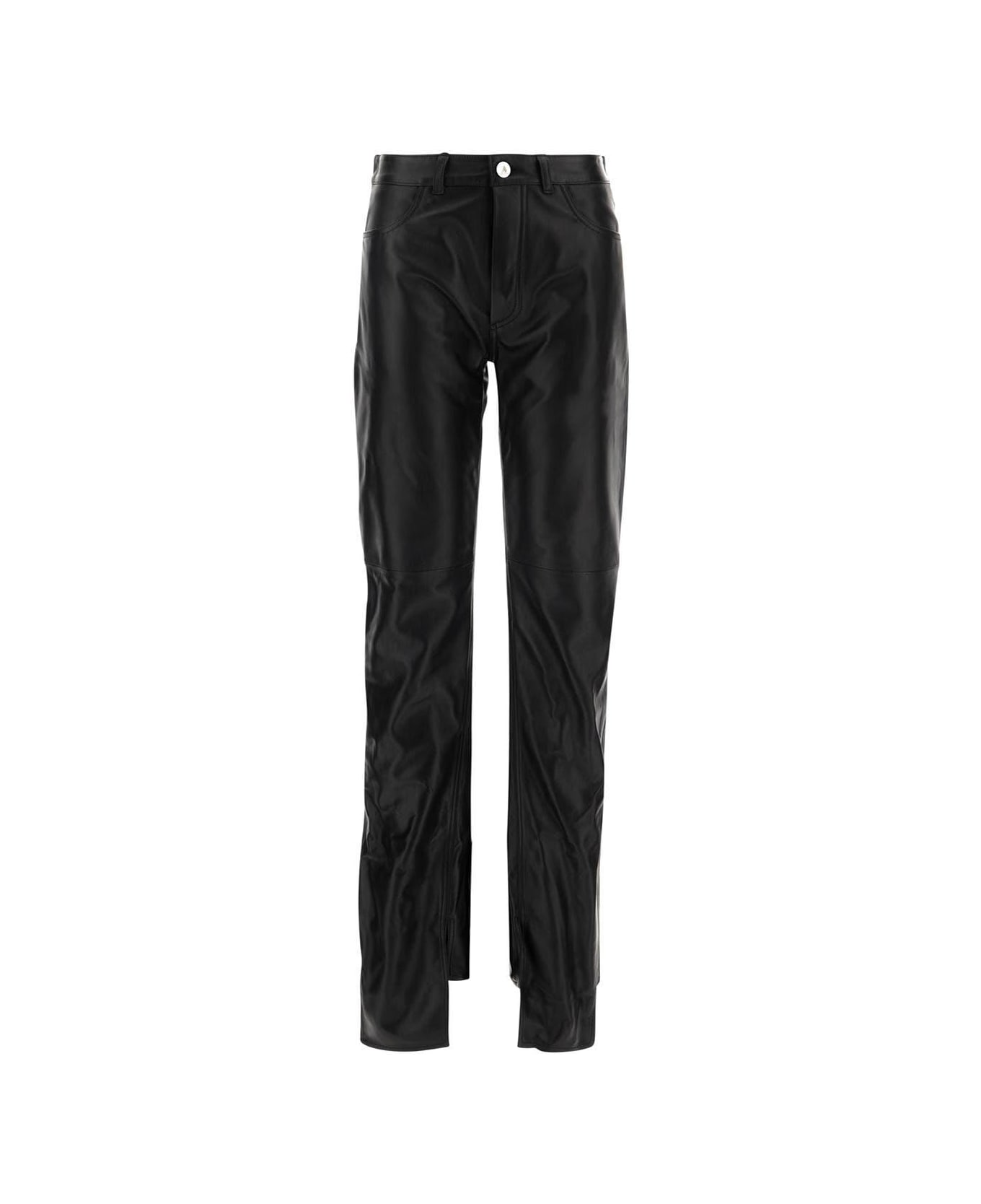 The Attico Black Leather Pants - Black